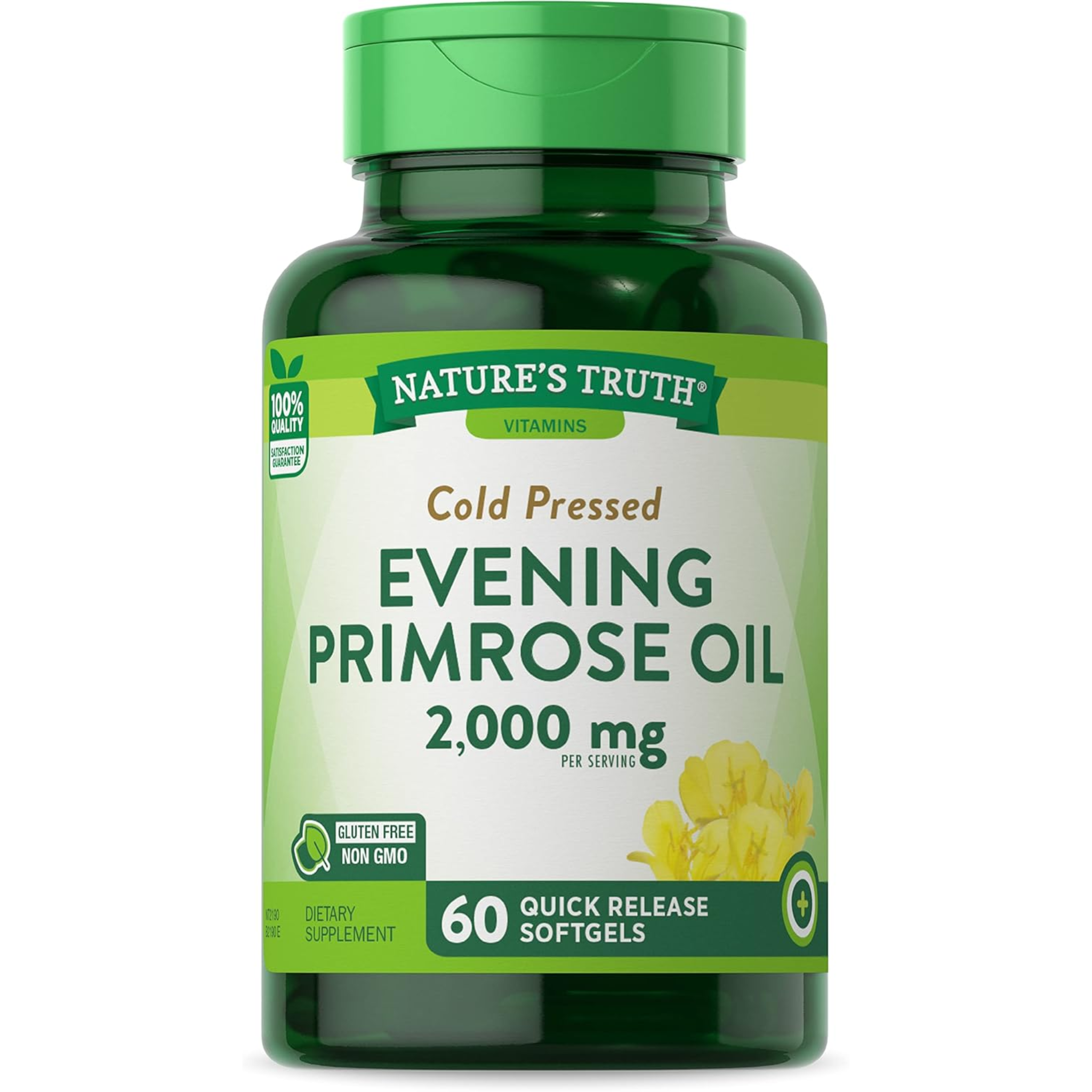 Nature's Truth, Evening Primrose Oil, Cold Pressed for Skin and Hormonal Support, Non-GMO and Gluten-Free, 60 Softgels