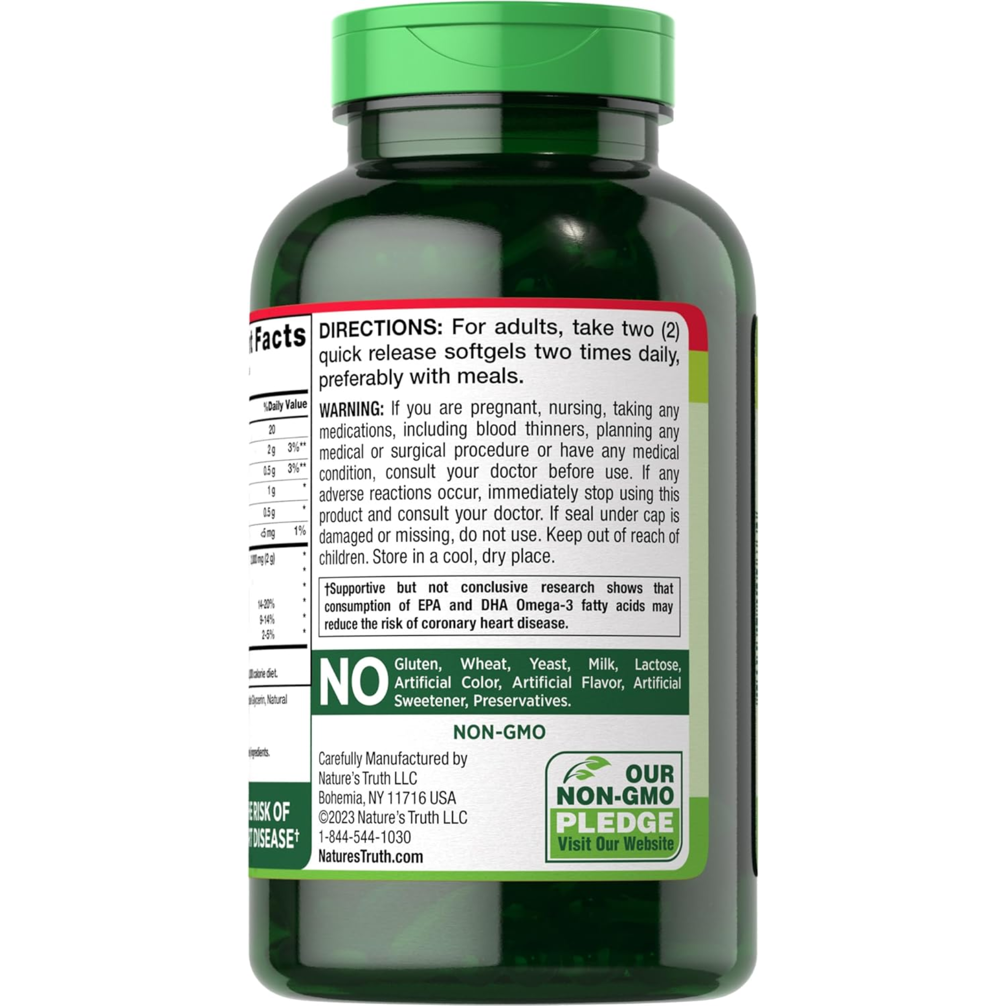 Nature's Truth, Fish Oil 2000 mg, Rich in Omega 3 for Heart and Joint Health, Natural Lemon Flavor, Non-GMO and Gluten-Free, 250 Softgels