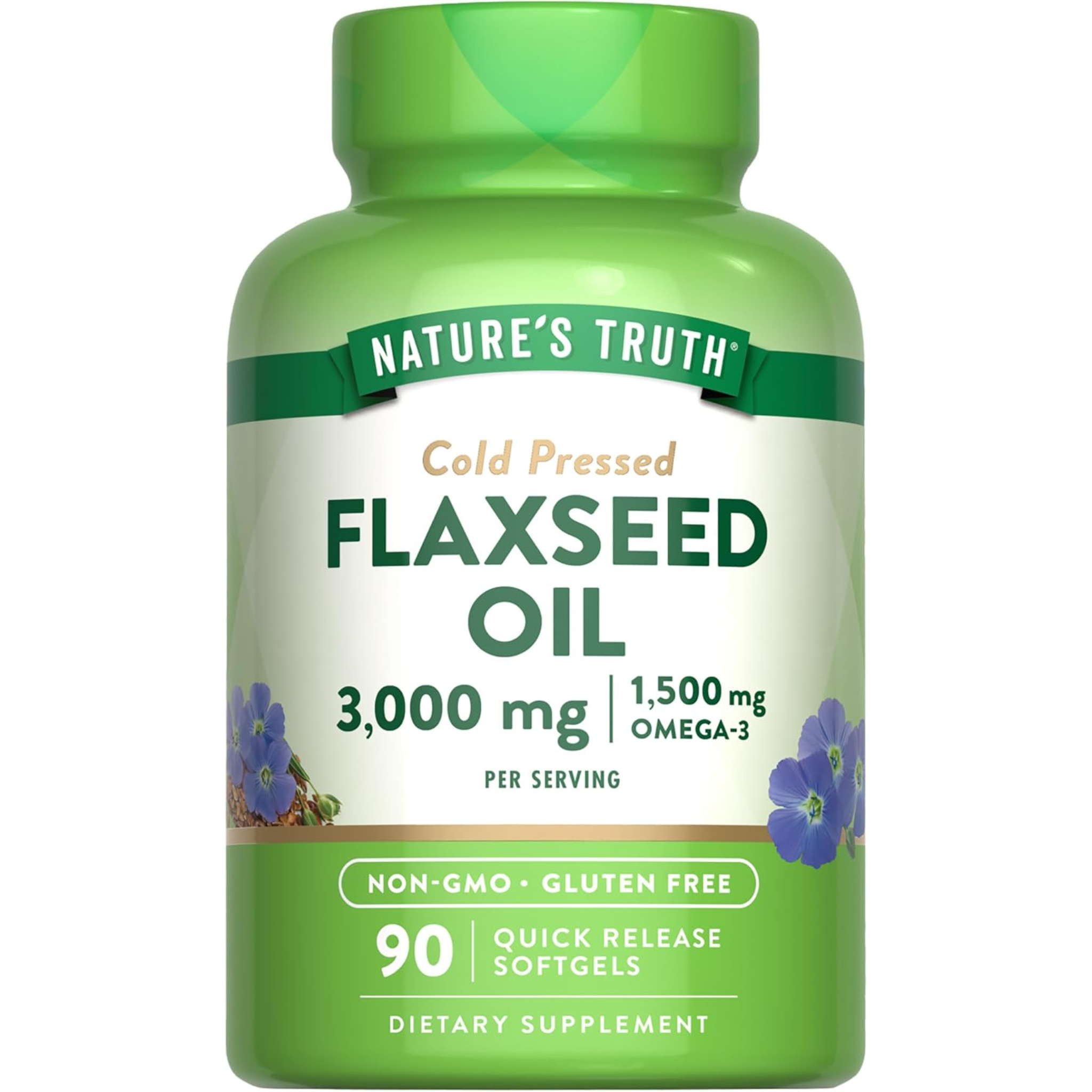 Nature's Truth, Flaxseed Oil Softgels, Cold Pressed for Heart and Digestive Health, Non-GMO & Gluten-Free, 90 Count