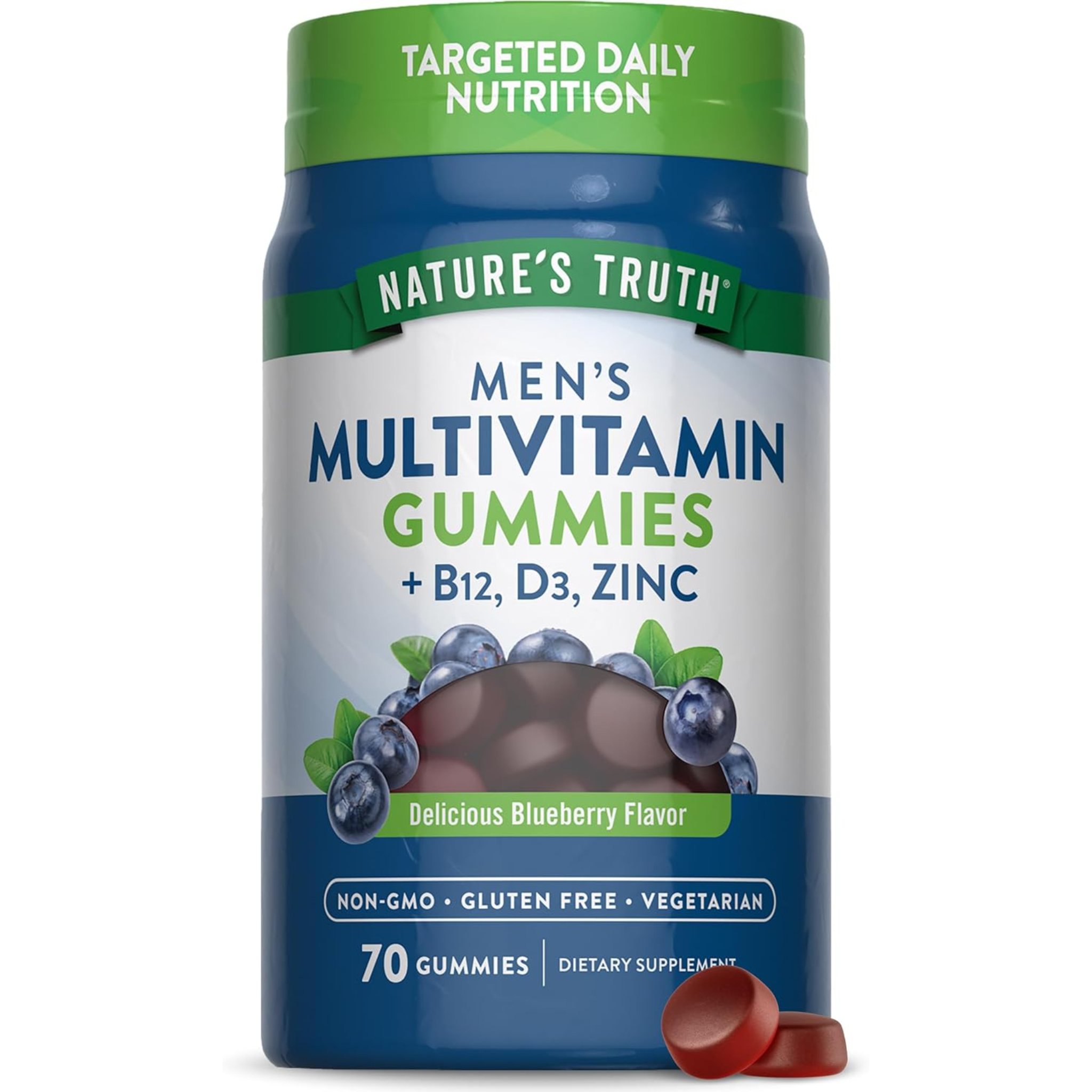 Nature's Truth, Multivitamin for Men Gummies, Blueberry Flavor, With B12, D3, & Zinc, Vegetarian, Non-GMO & Gluten-Free, 70 Count - Pharmaful
