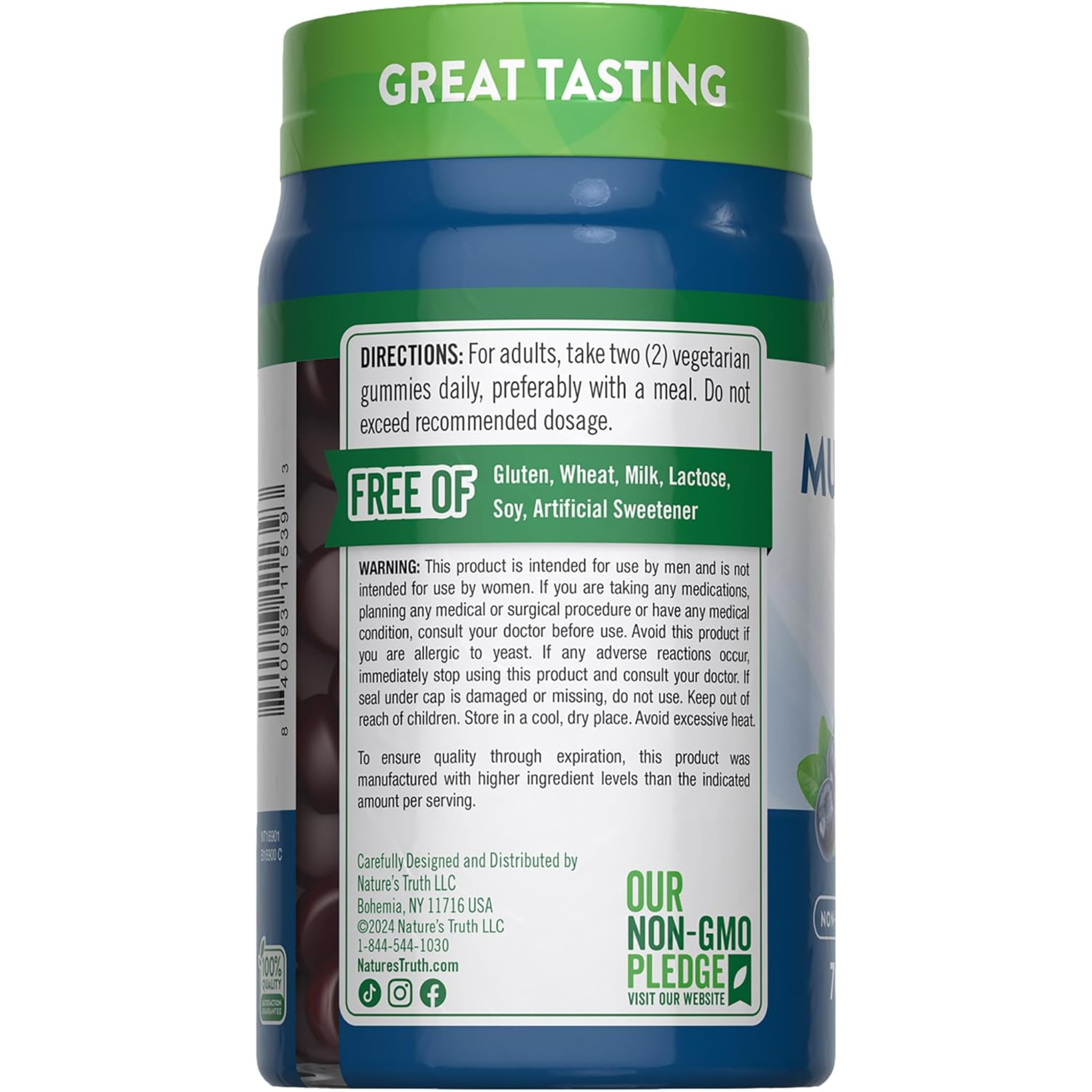 Nature's Truth, Multivitamin for Men Gummies, Blueberry Flavor, With B12, D3, & Zinc, Vegetarian, Non-GMO & Gluten-Free, 70 Count - Pharmaful