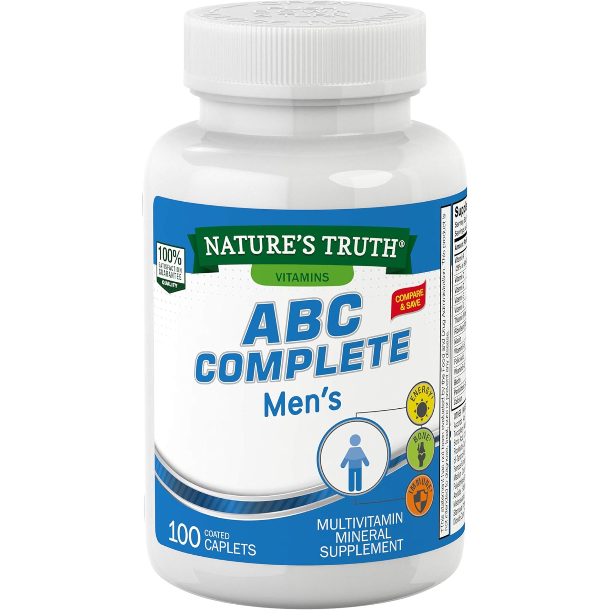 Nature's Truth, Multivitamin for Men, With Iron, Vitamins A, C, D & E, Non-GMO & Gluten-Free, 100 Caplets - Pharmaful