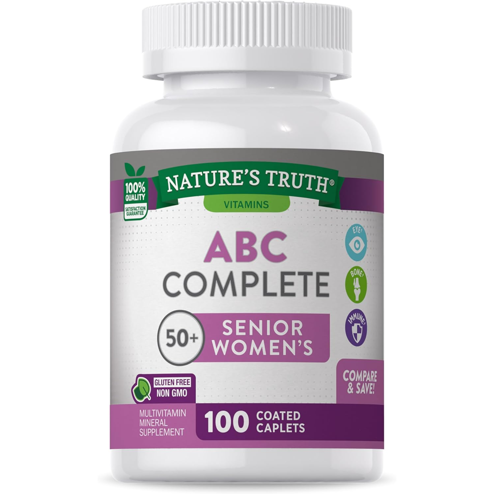 Nature's Truth, Multivitamin for Women 50+, ABC Complete Formula, Daily Nutritional Support, Non-GMO & Gluten-Free, 100 Caplets - Pharmaful