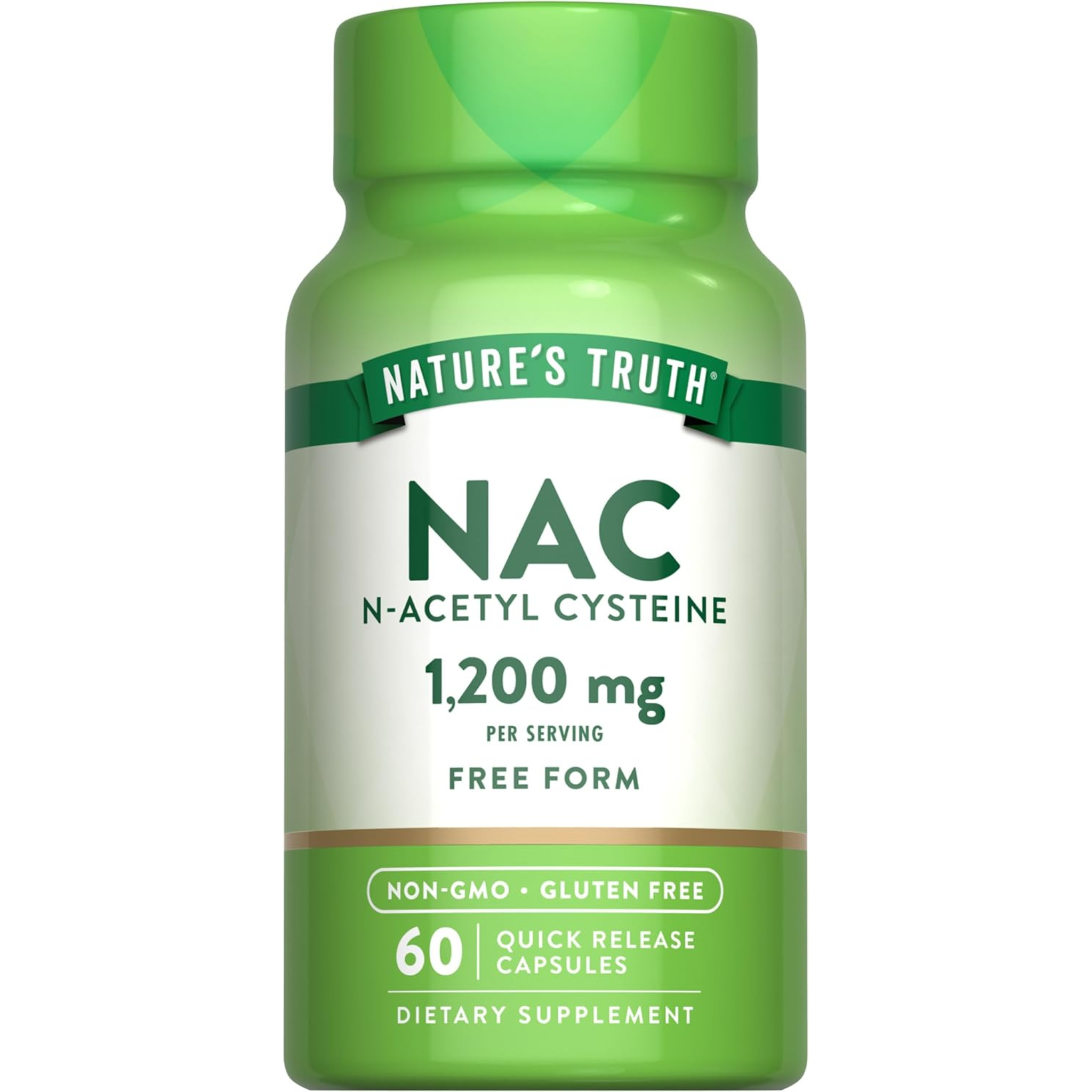 Nature's Truth, NAC Supplement 1200mg, N-Acetyl Cysteine, Free Form Amino Acid, Non-GMO & Gluten-Free, 60 Capsules