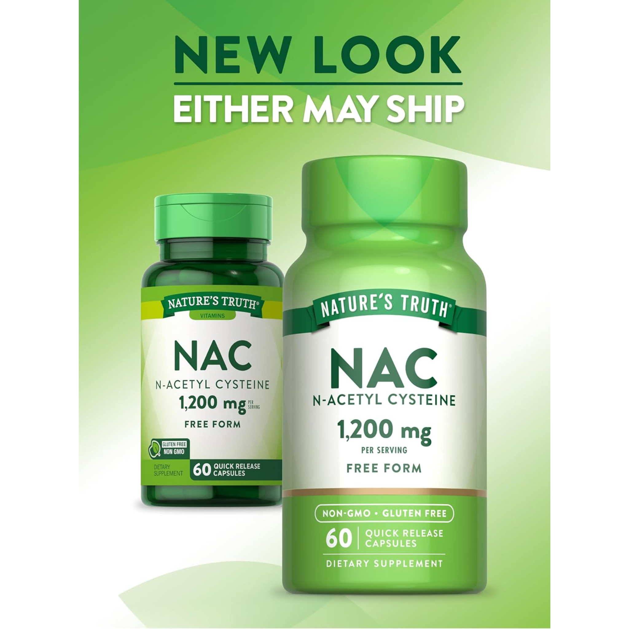 Nature's Truth, NAC Supplement 1200mg, N-Acetyl Cysteine, Free Form Amino Acid, Non-GMO & Gluten-Free, 60 Capsules