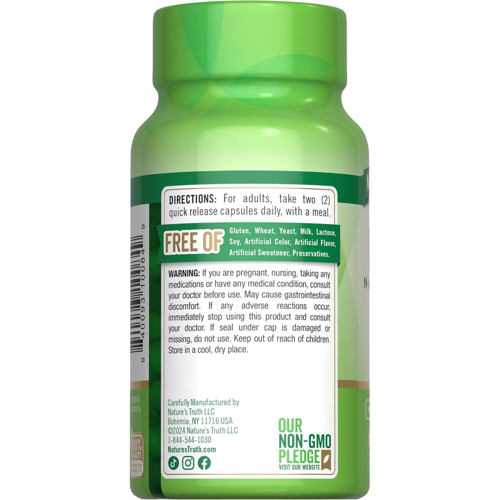 Nature's Truth, NAC Supplement 1200mg, N-Acetyl Cysteine, Free Form Amino Acid, Non-GMO & Gluten-Free, 60 Capsules