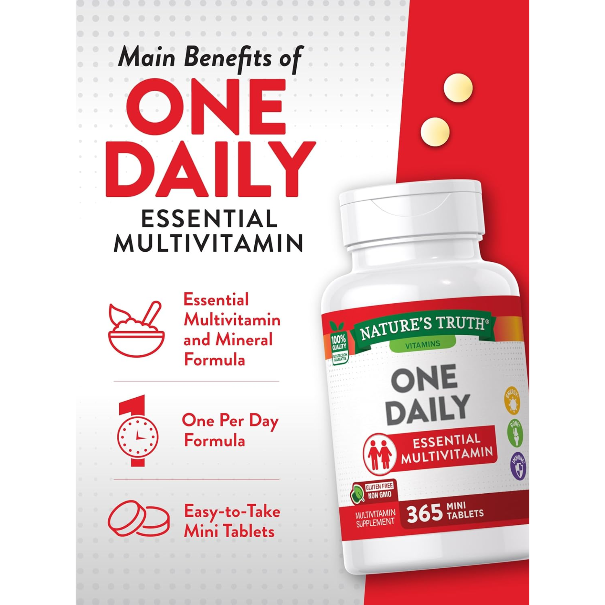 Nature's Truth, One Daily Multivitamin, 365 Mini Tablets, Non-GMO & Gluten-Free Supplement, for Men and Women - Pharmaful