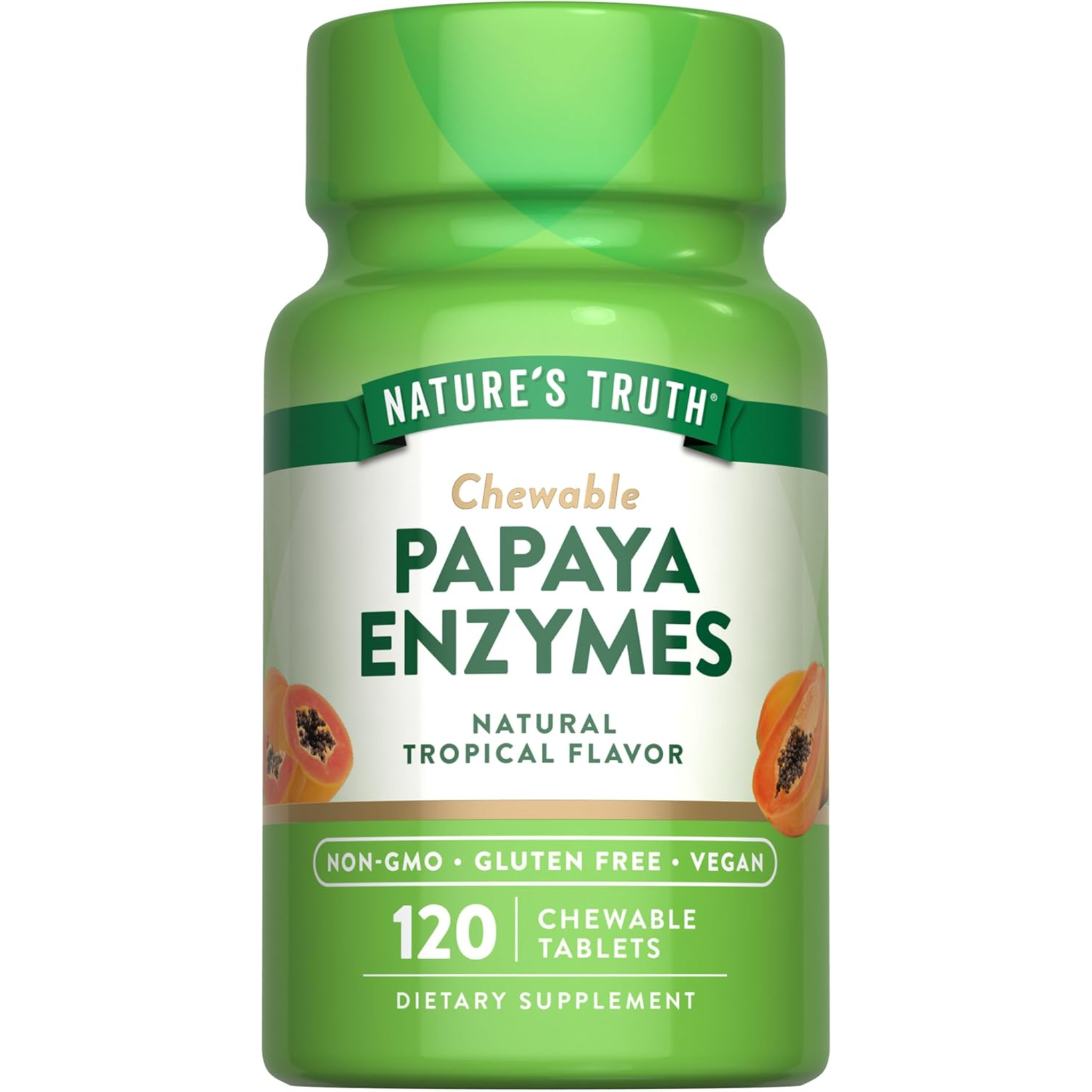 Nature's Truth, Papaya Enzyme Chewable Tablets, Digestive Support, Natural Tropical Flavor, Vegan & Non-GMO, 120 Count
