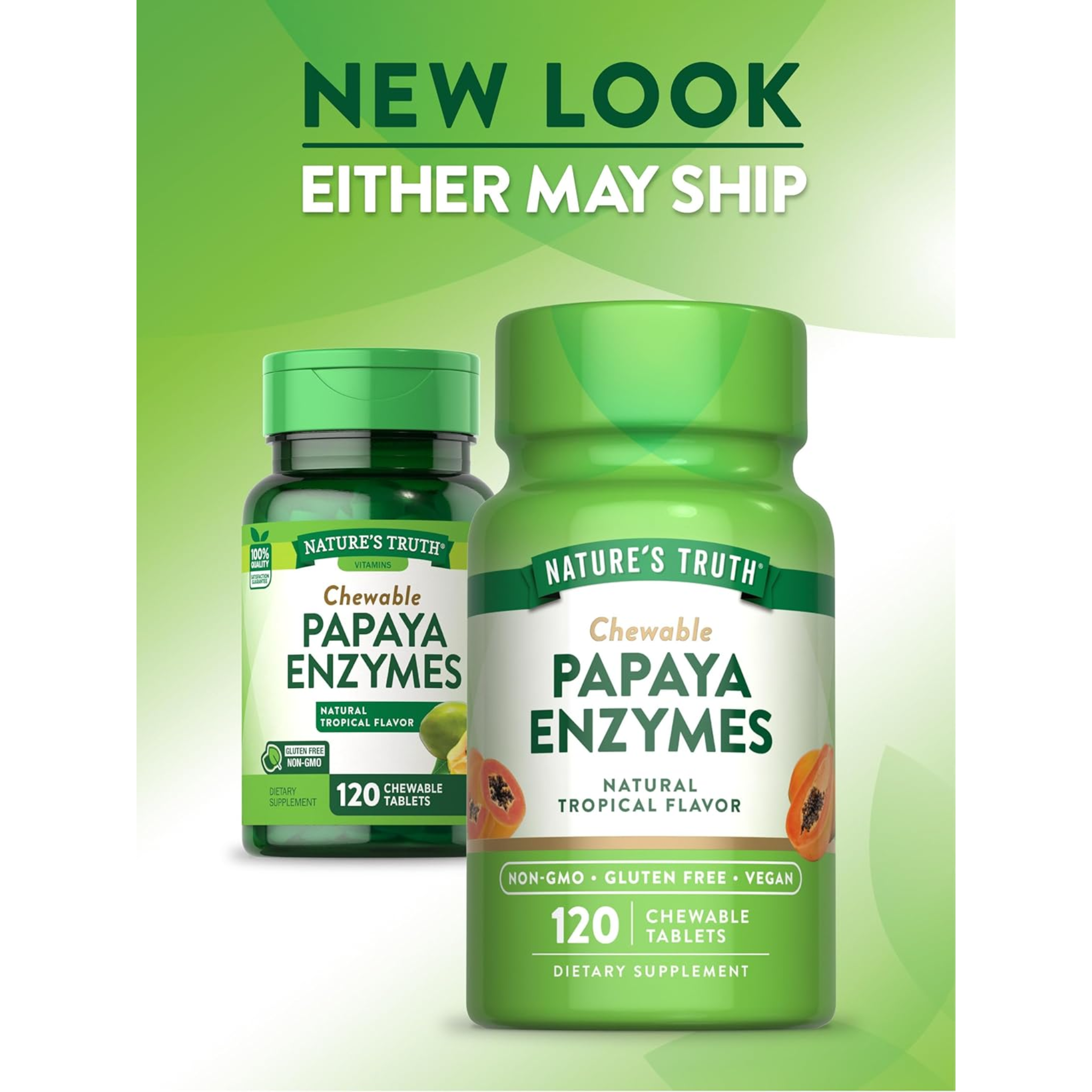 Nature's Truth, Papaya Enzyme Chewable Tablets, Digestive Support, Natural Tropical Flavor, Vegan & Non-GMO, 120 Count