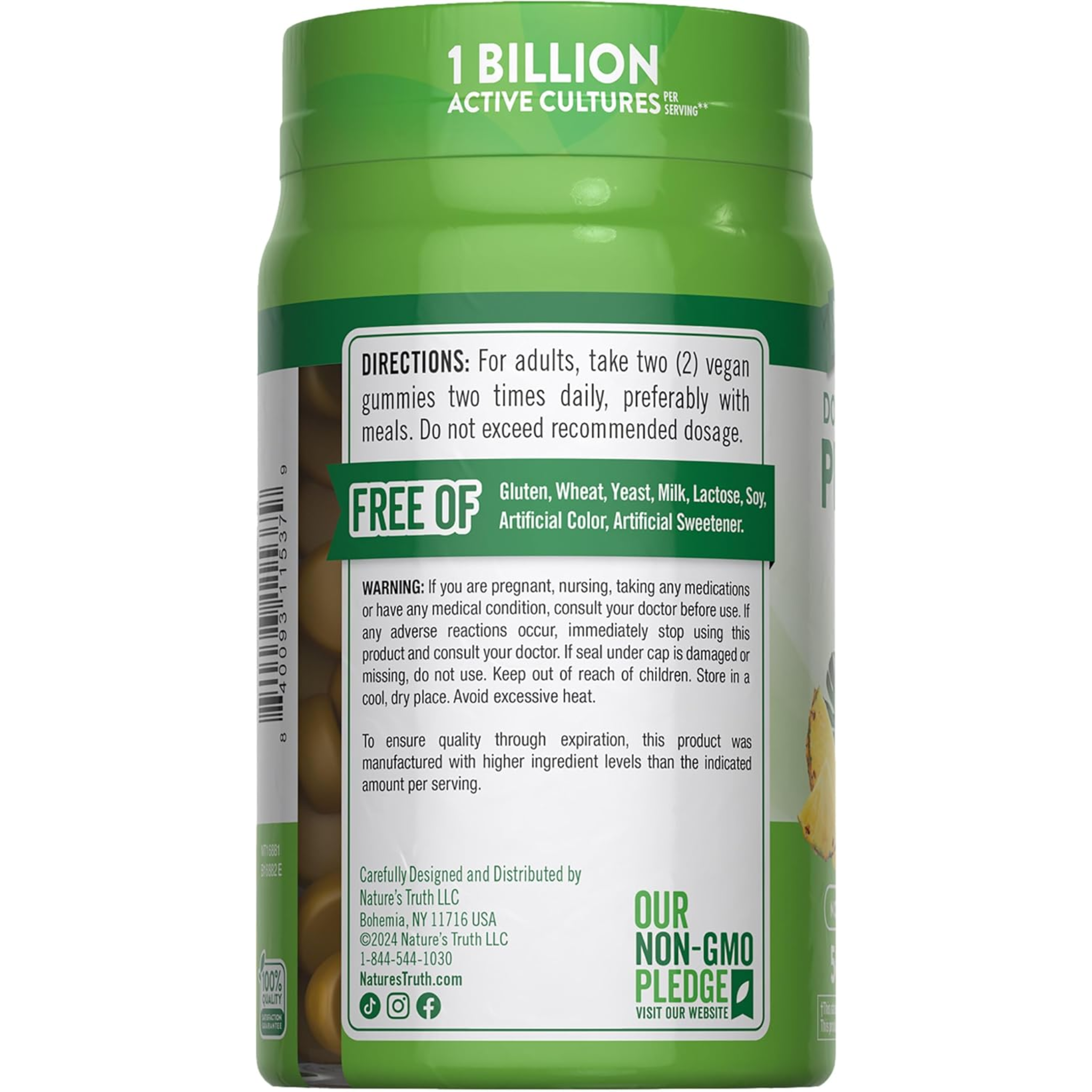 Nature's Truth, Probiotic Gummies for Adults, Vegan & Non-GMO Digestive Health Support, 50 Count