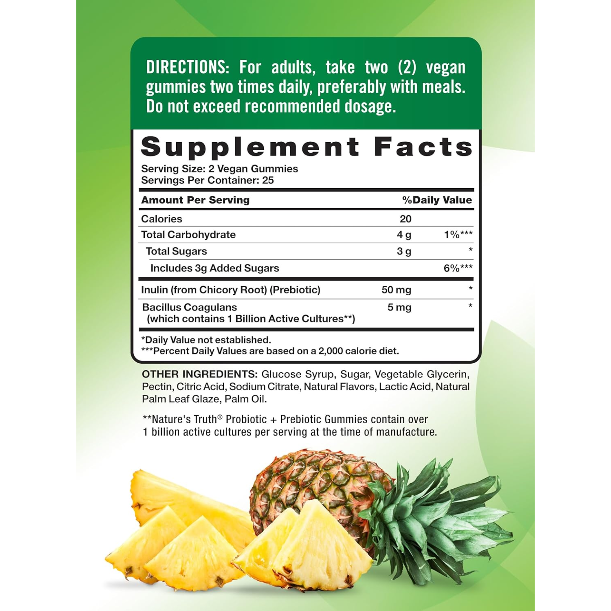 Nature's Truth, Probiotic Gummies for Adults, Vegan & Non-GMO Digestive Health Support, 50 Count