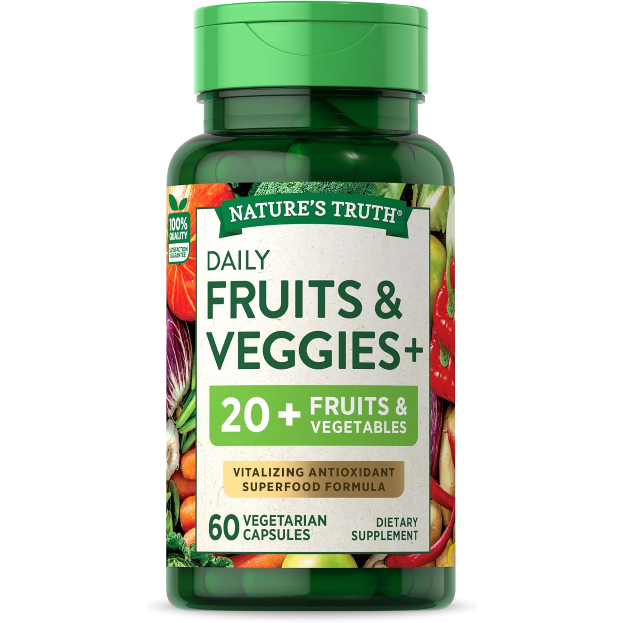 Nature's Truth, Super Fruits and Veggies, Vitalizing Antioxidant Superfood Formula, Non-GMO & Gluten-Free, 60 Vegetarian Capsules