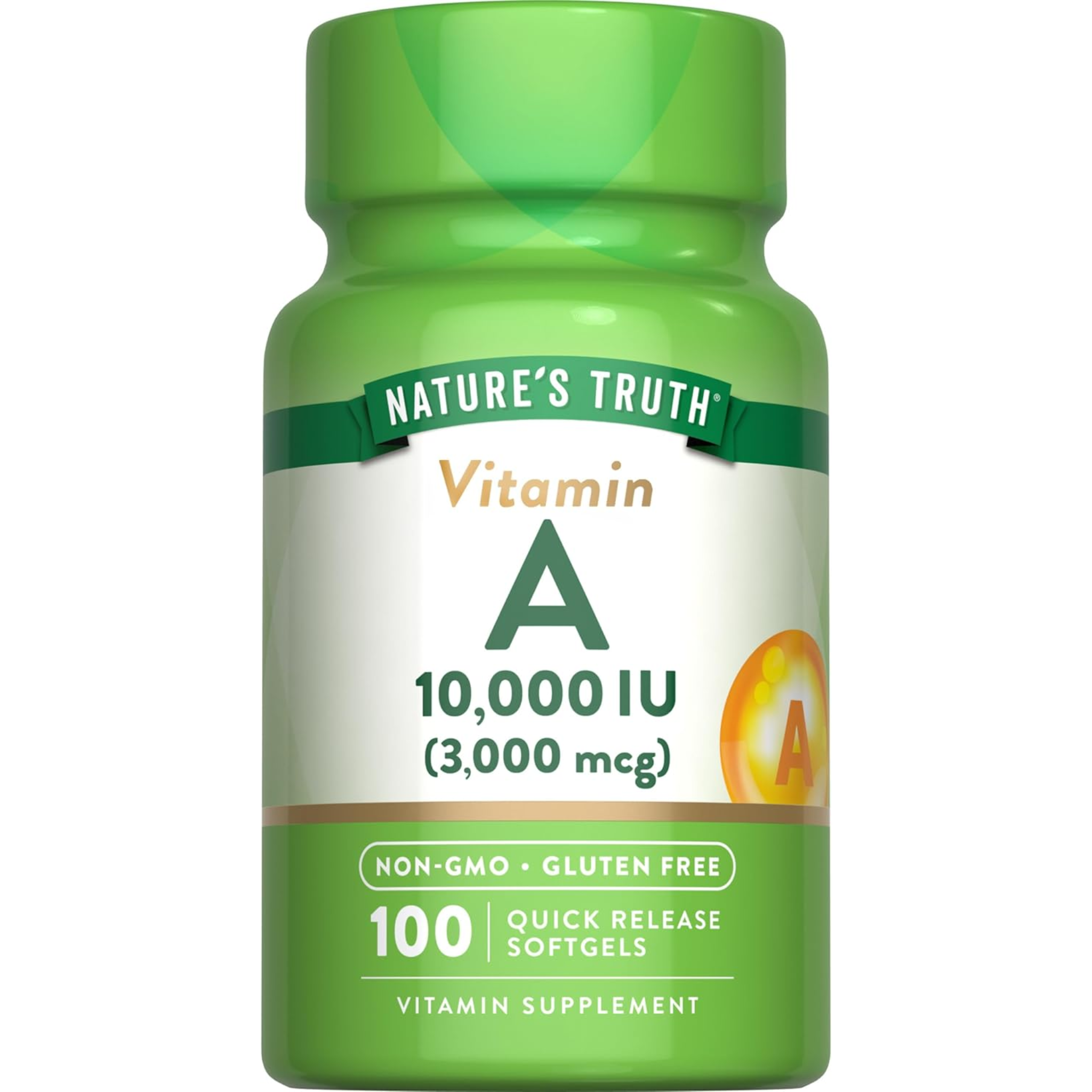 Nature's Truth, Vitamin A 10000 IU Softgels, Non-GMO & Gluten-Free Supplement for Healthy Vision, 100 Count