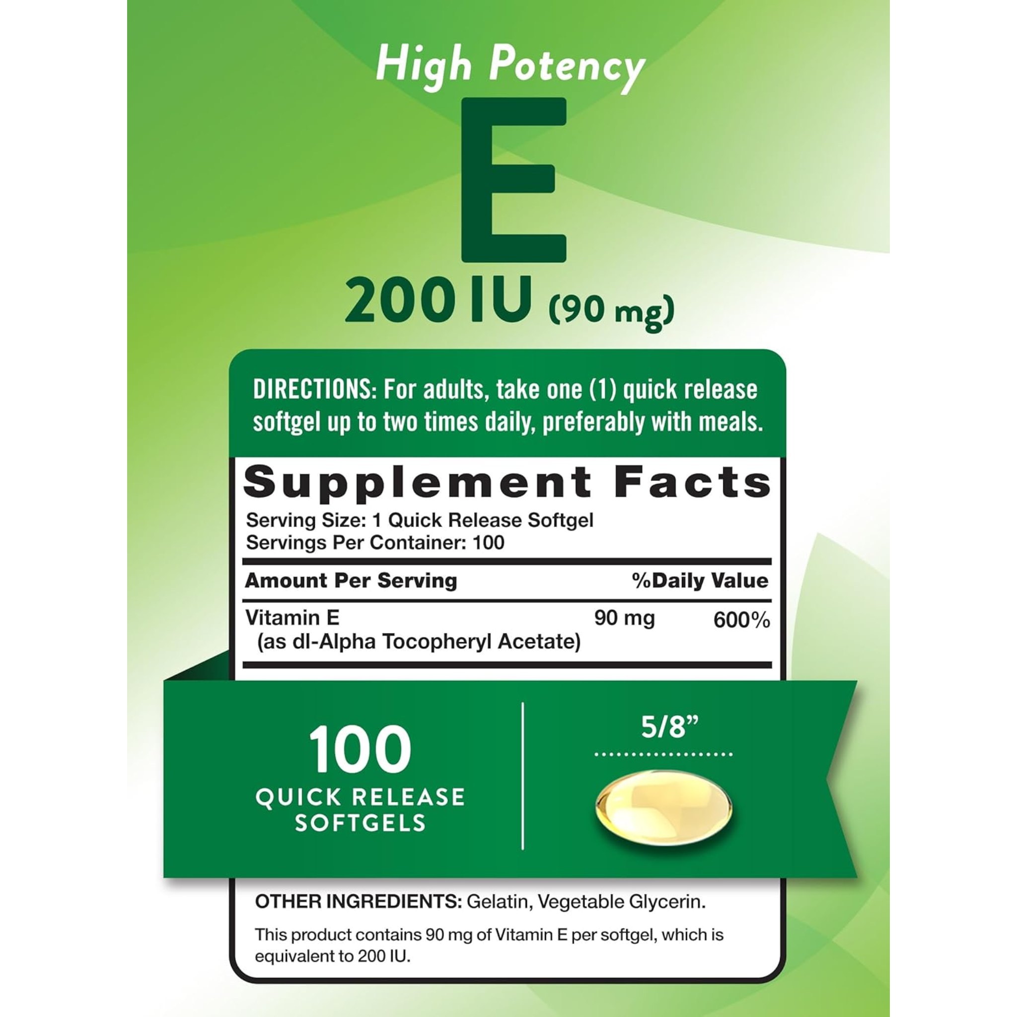 Nature's Truth, Vitamin E Softgels, Antioxidant Protection, Non-GMO & Gluten-Free Supplement, 200 IU, 100 Softgels