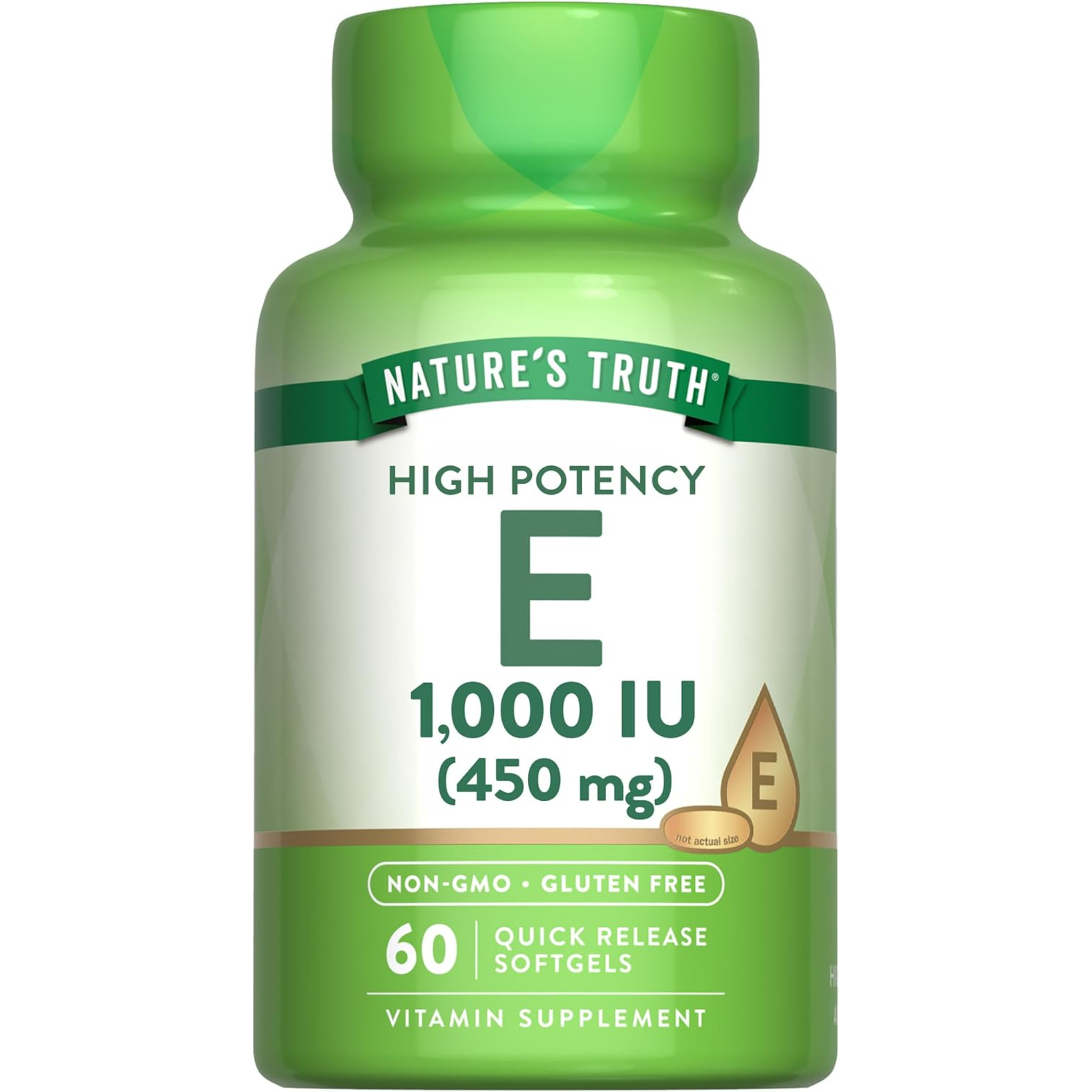 Nature's Truth, Vitamin E Softgels, Powerful Antioxidant Support, Non-GMO & Gluten Free Supplement, 1000 IU, 60 Count