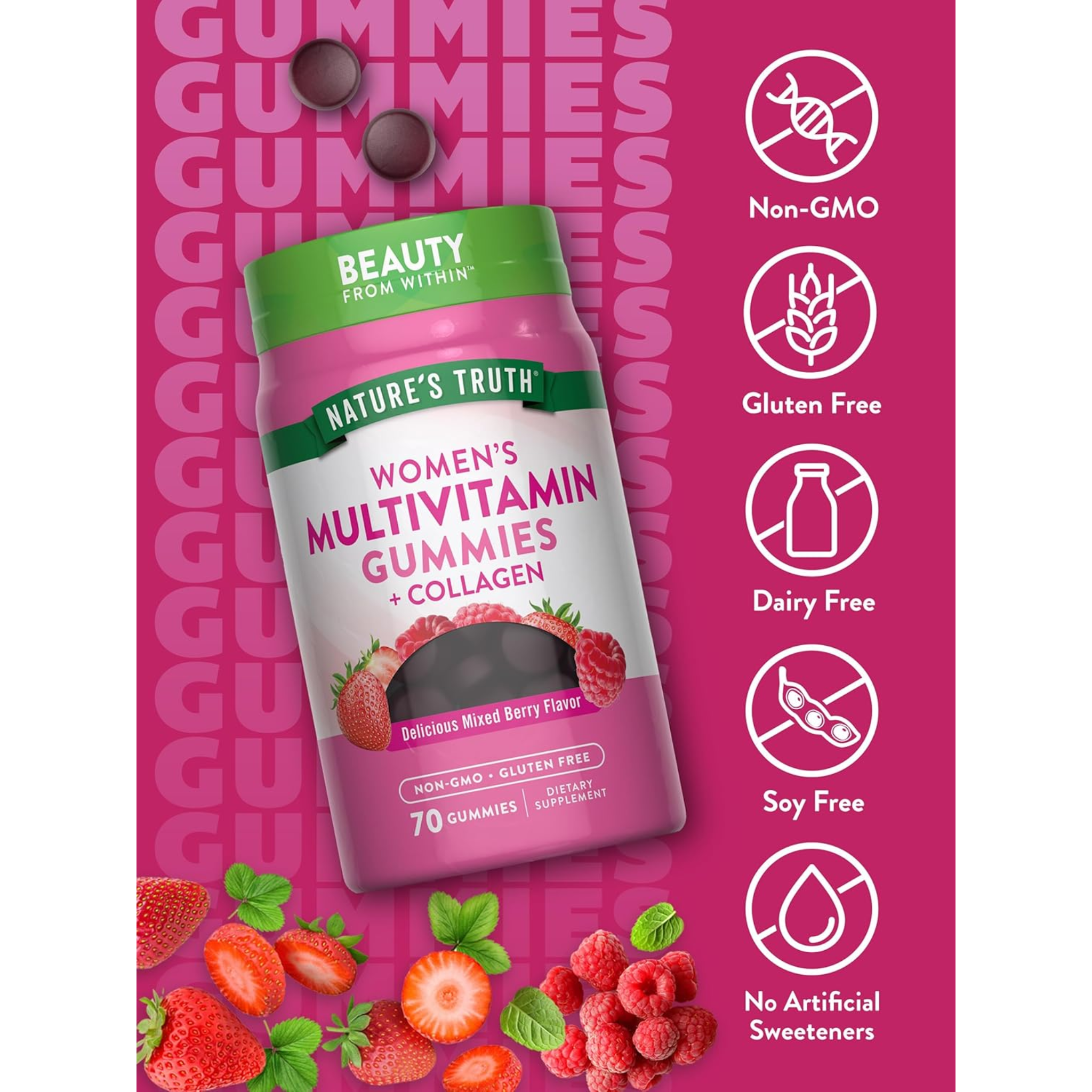 Nature's Truth, Women's Multivitamin Gummies, Plus Collagen & Biotin, Non-GMO & Gluten-Free Supplement, 70 Count - Pharmaful
