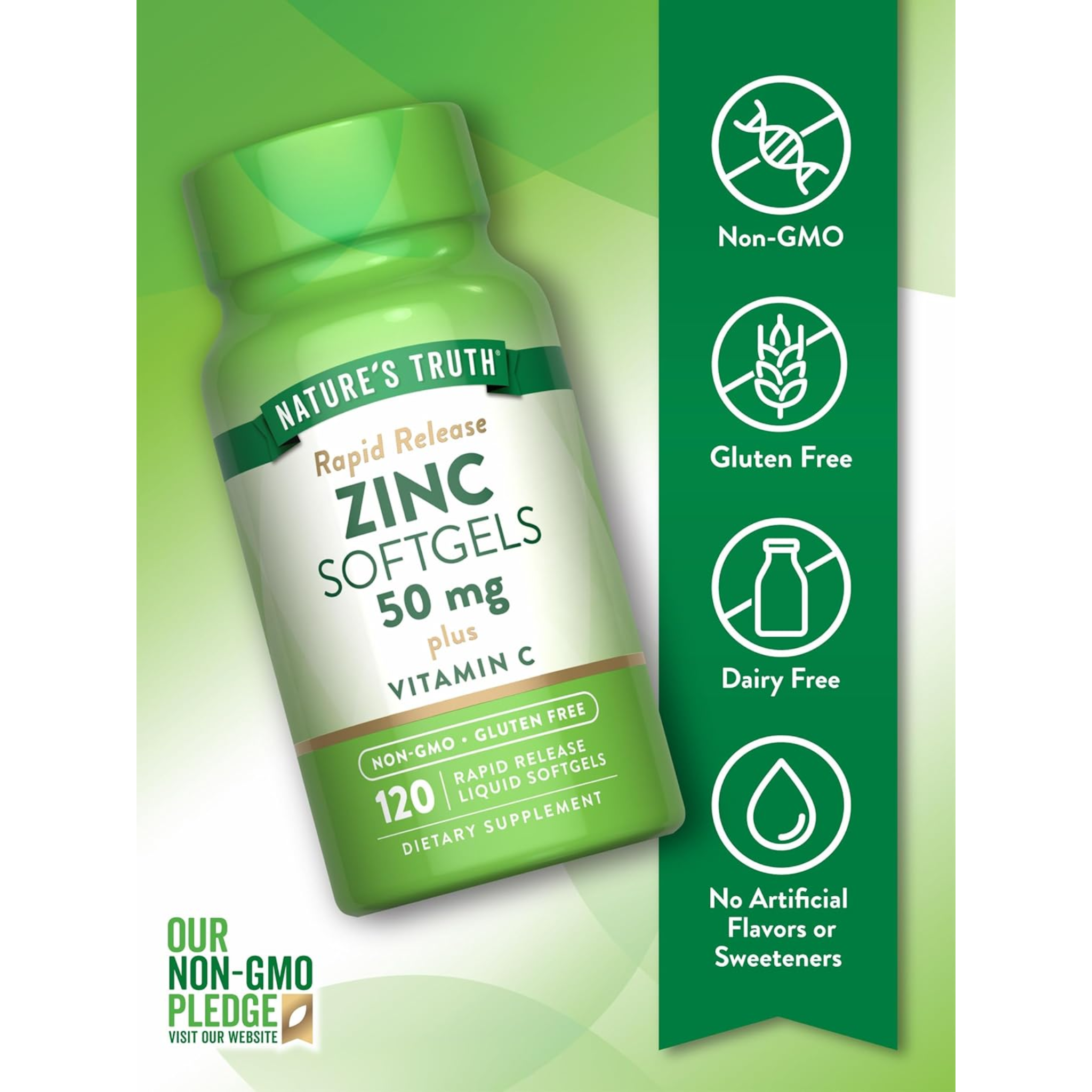 Nature's Truth, Zinc with Vitamin C, Immune Support Supplement, 120 Softgels