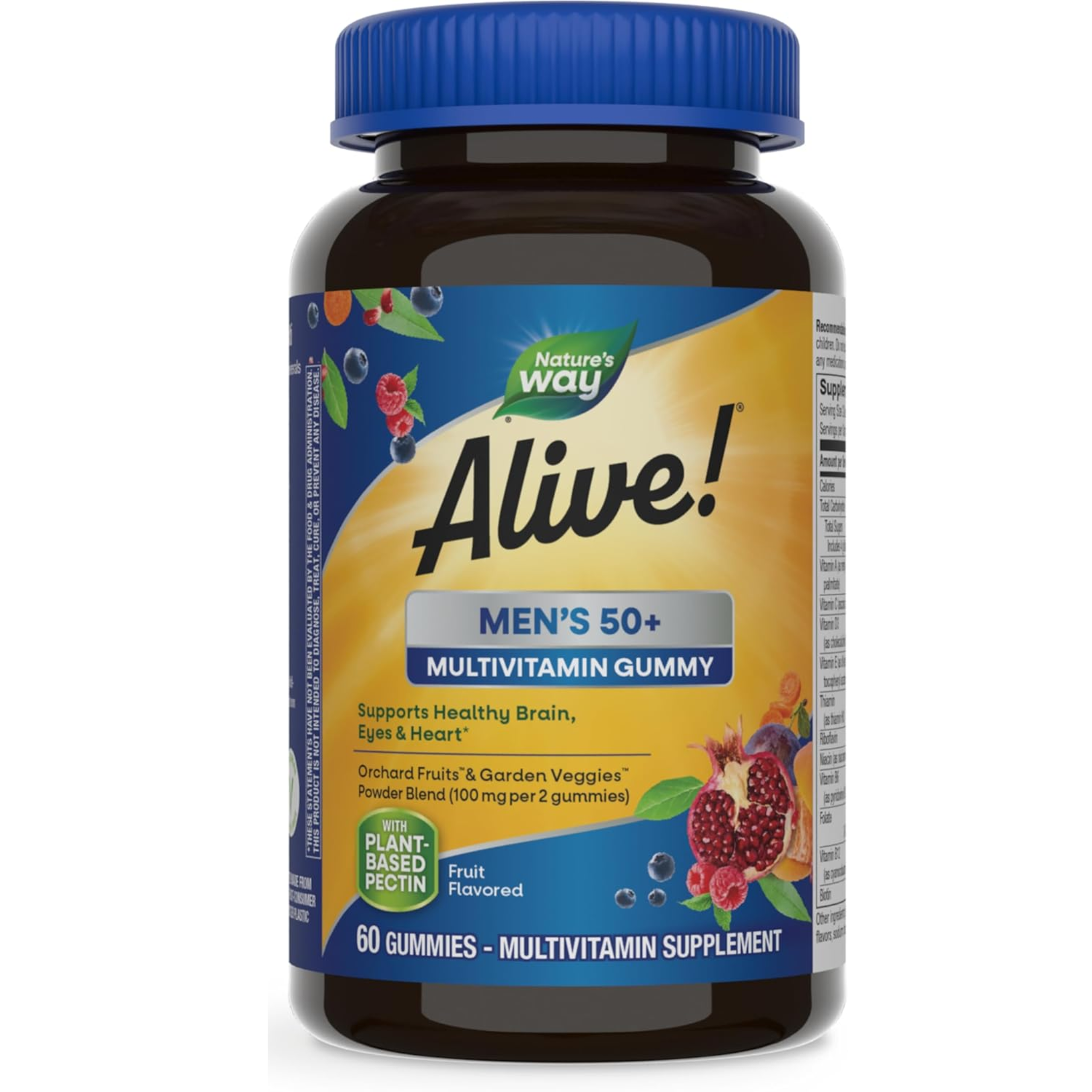 Nature's Way, Alive! Men’s 50+ Daily Gummy Multivitamins, Supports Brain, Eye & Heart Health, B-Vitamins, Gluten-Free, 60 Gummies - Pharmaful