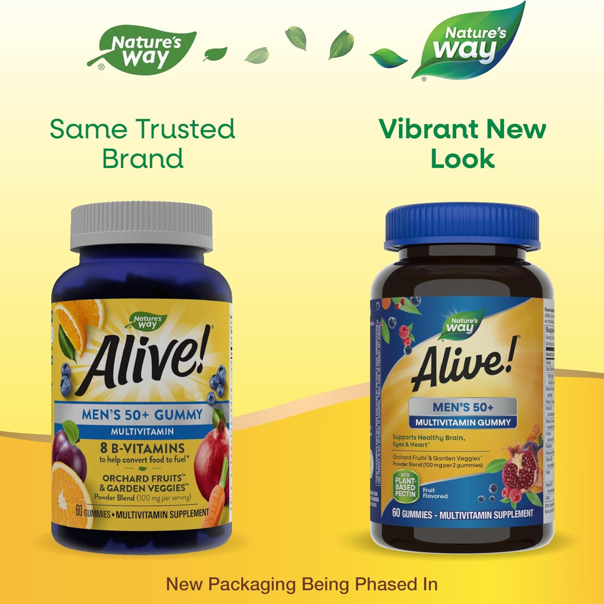 Nature's Way, Alive! Men’s 50+ Daily Gummy Multivitamins, Supports Brain, Eye & Heart Health, B-Vitamins, Gluten-Free, 60 Gummies - Pharmaful