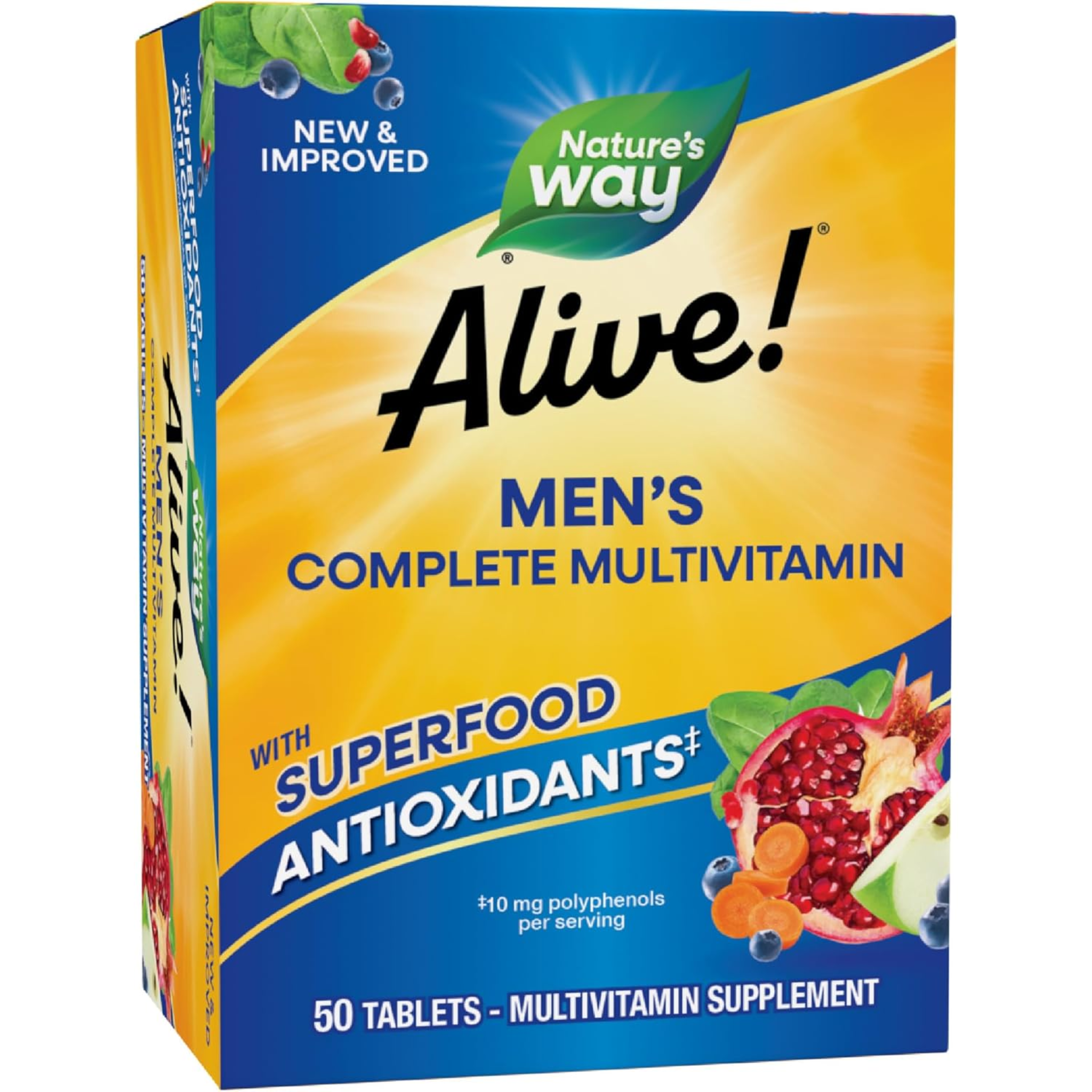 Nature's Way, Alive! Men's Complete Multivitamin, Supports Energy Metabolism & Muscle Function, B-Vitamins, Superfood Antioxidants, Gluten-Free, 50 Tablets - Pharmaful