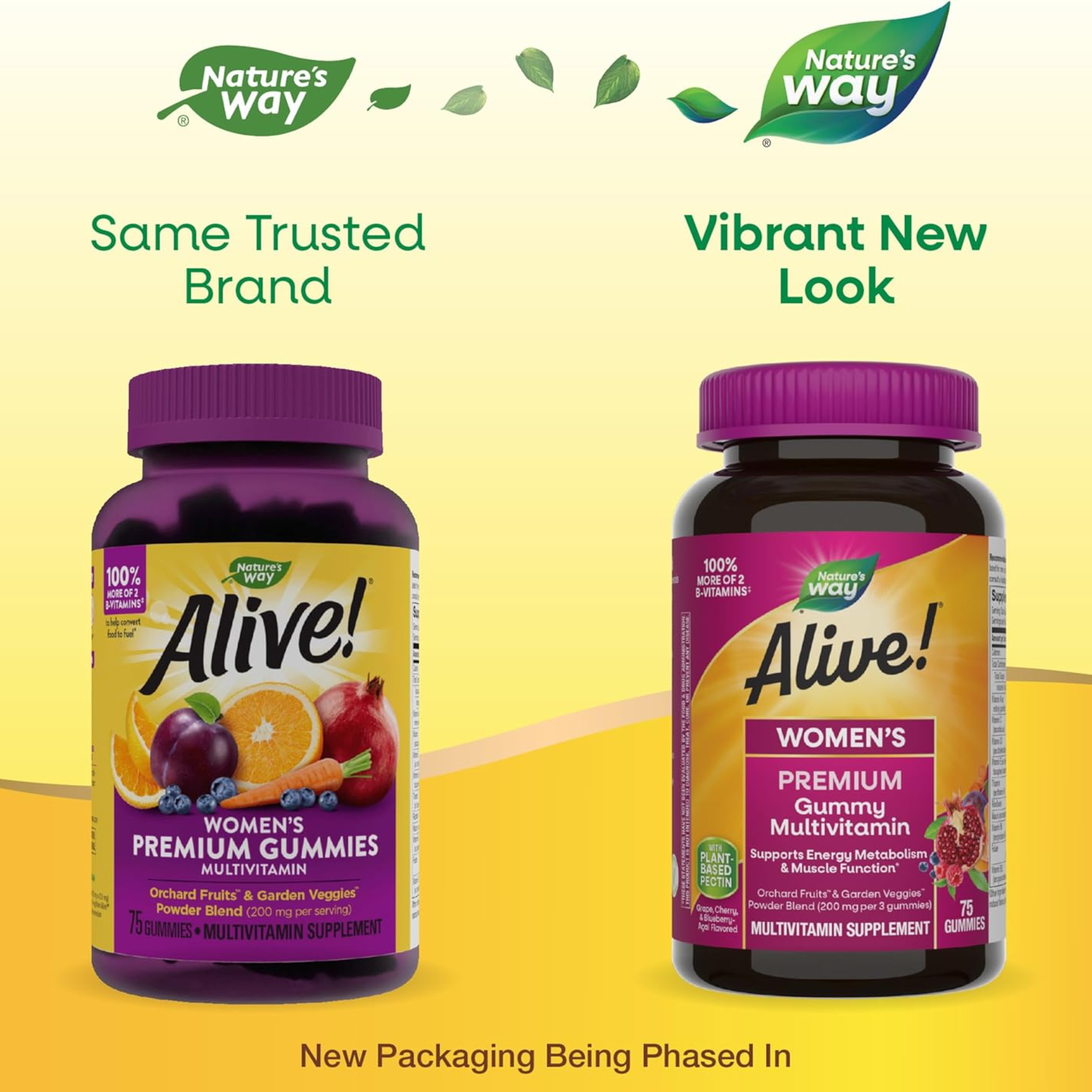 Nature’s Way, Alive! Premium Women’s Gummy Multivitamin, Supports Energy Metabolism, Immune Health, Muscle Function, B-Vitamins, Grape, Cherry & Blueberry-Acai Flavored, 75 Gummies