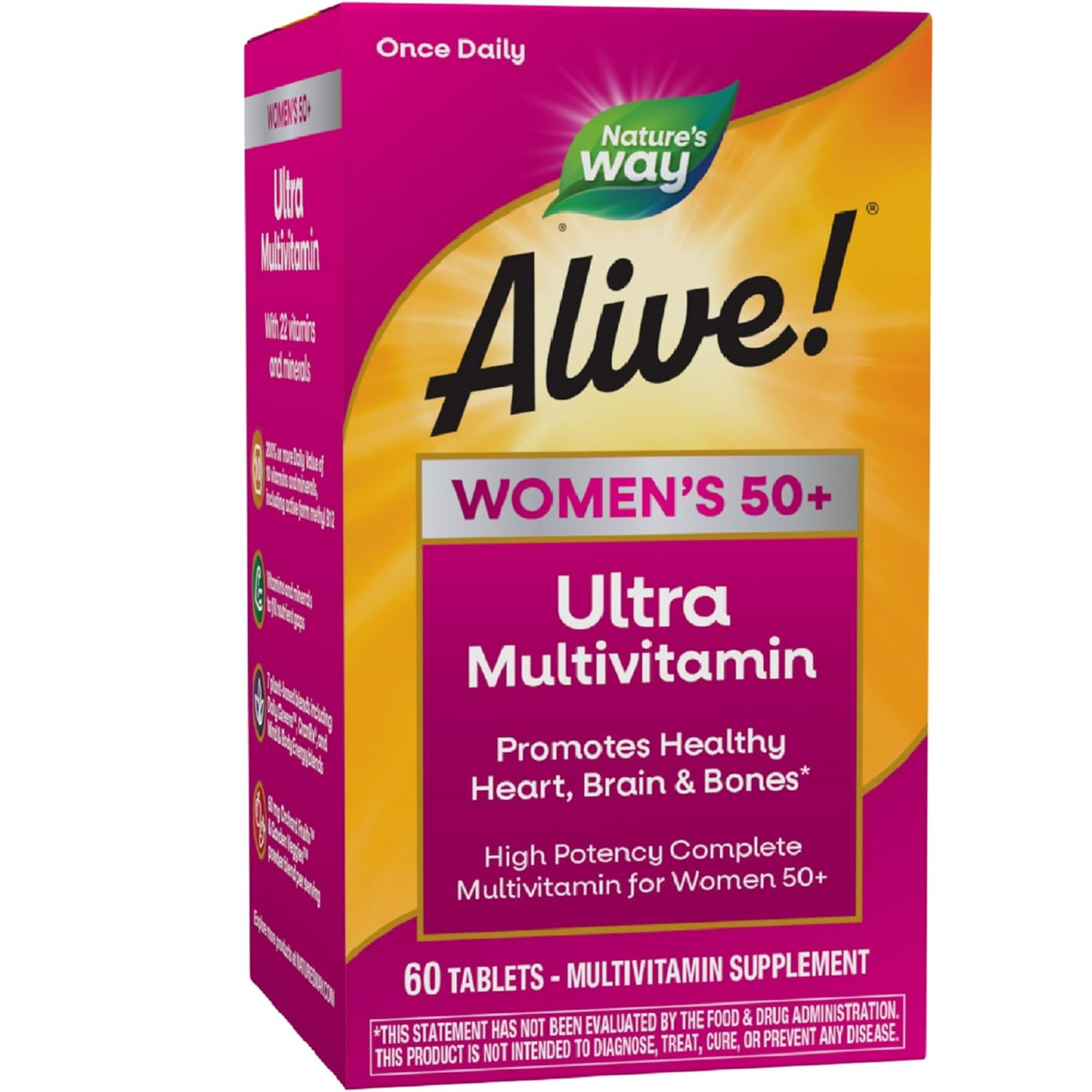 Nature’s Way, Alive! Women’s 50+ Ultra Potency Multivitamin, Supports Heart, Brain & Bone Health, 60 Tablets - Pharmaful