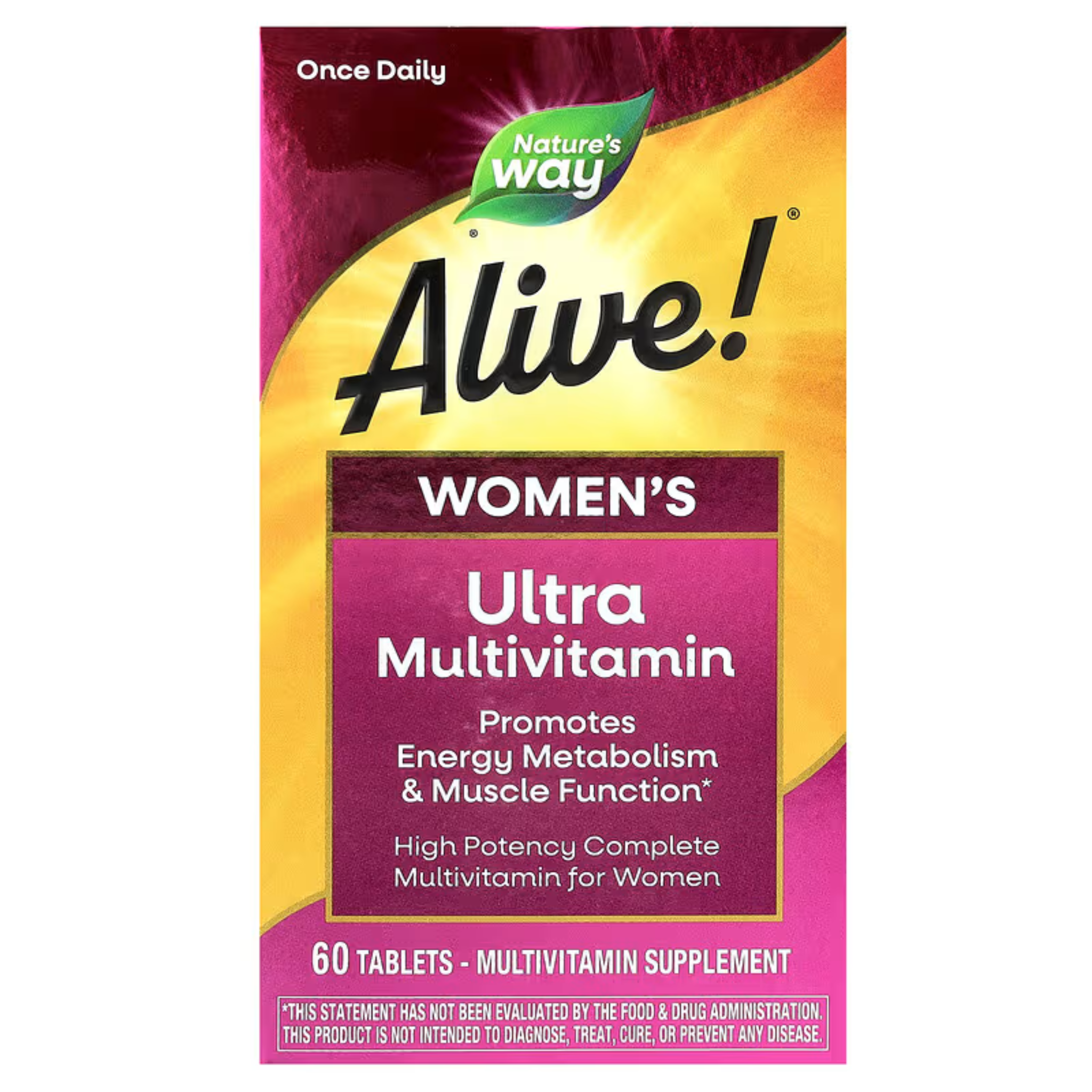 Nature’s Way, Alive! Women’s Daily Ultra Multivitamin, High Potency Formula, Promotes Energy Metabolism, Methylated B12, Muscle Function, 60 Tablets (Pack of 6)