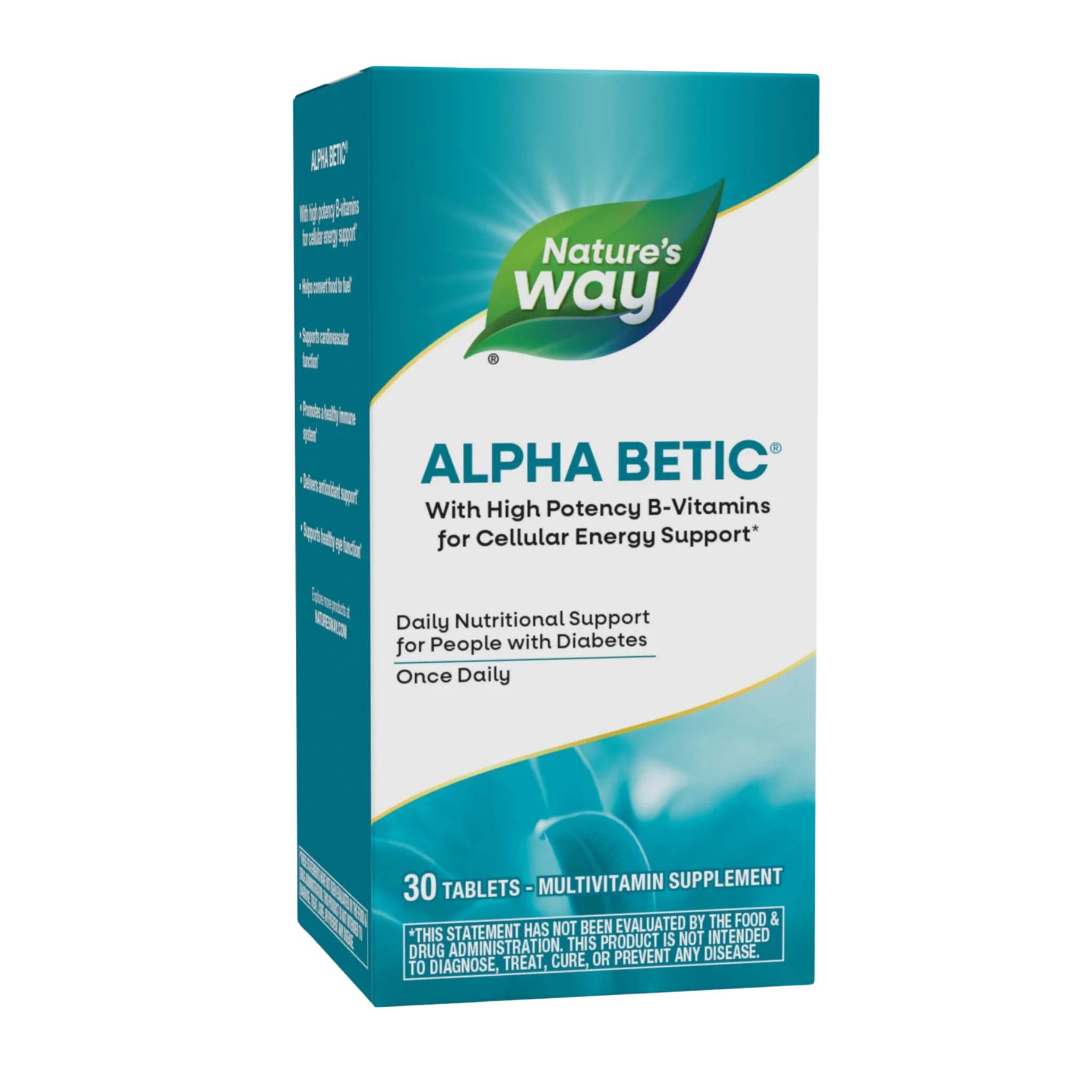 Nature's Way, Alpha Betic Unisex Daily Diabetic Multivitamin Tablets, B-Vitamins for Health Support, 30 Count