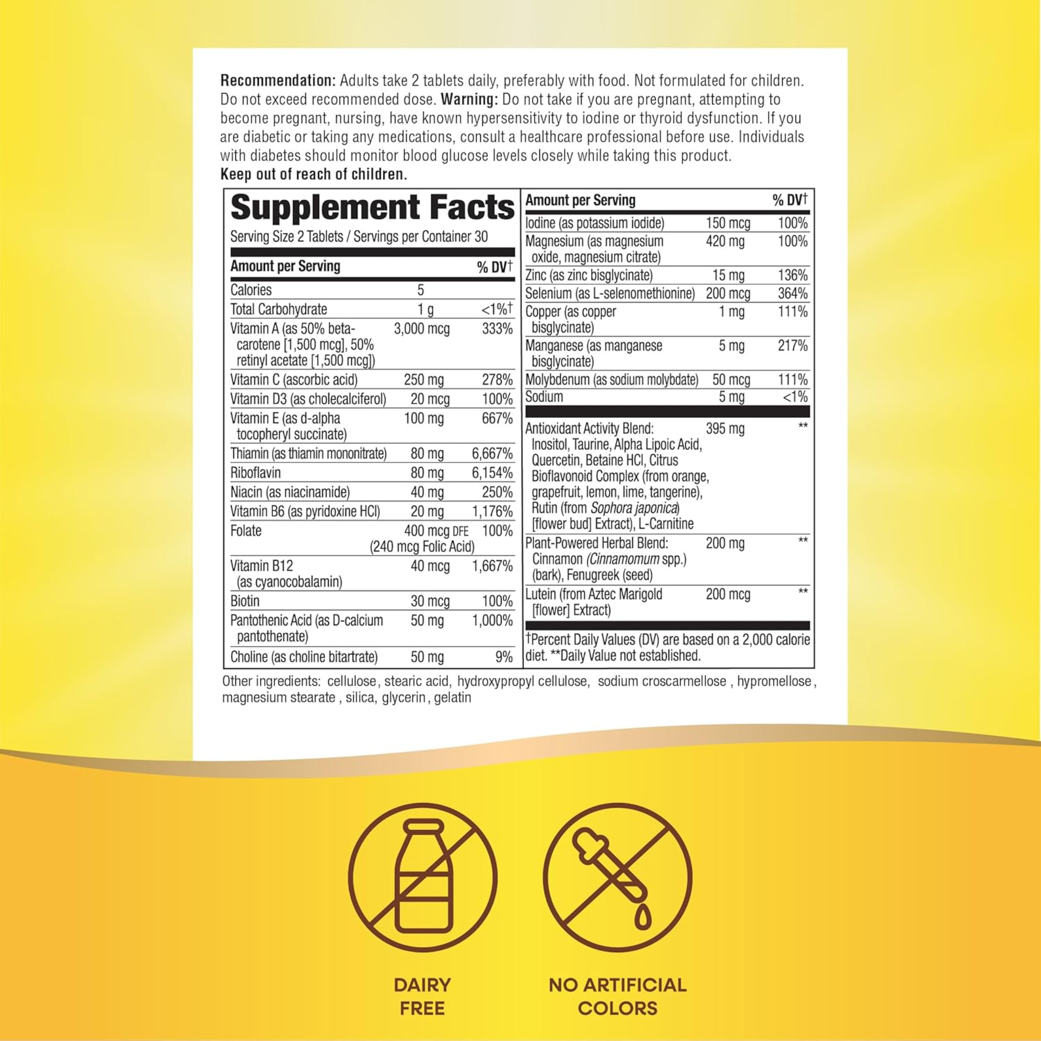 Nature's Way, Completia Diabetic Multivitamin, Essential Nutrients with Alpha Lipoic Acid, Cinnamon, Fenugreek, Taurine, Lutein, High Potency B-Vitamins, 60 Tablets