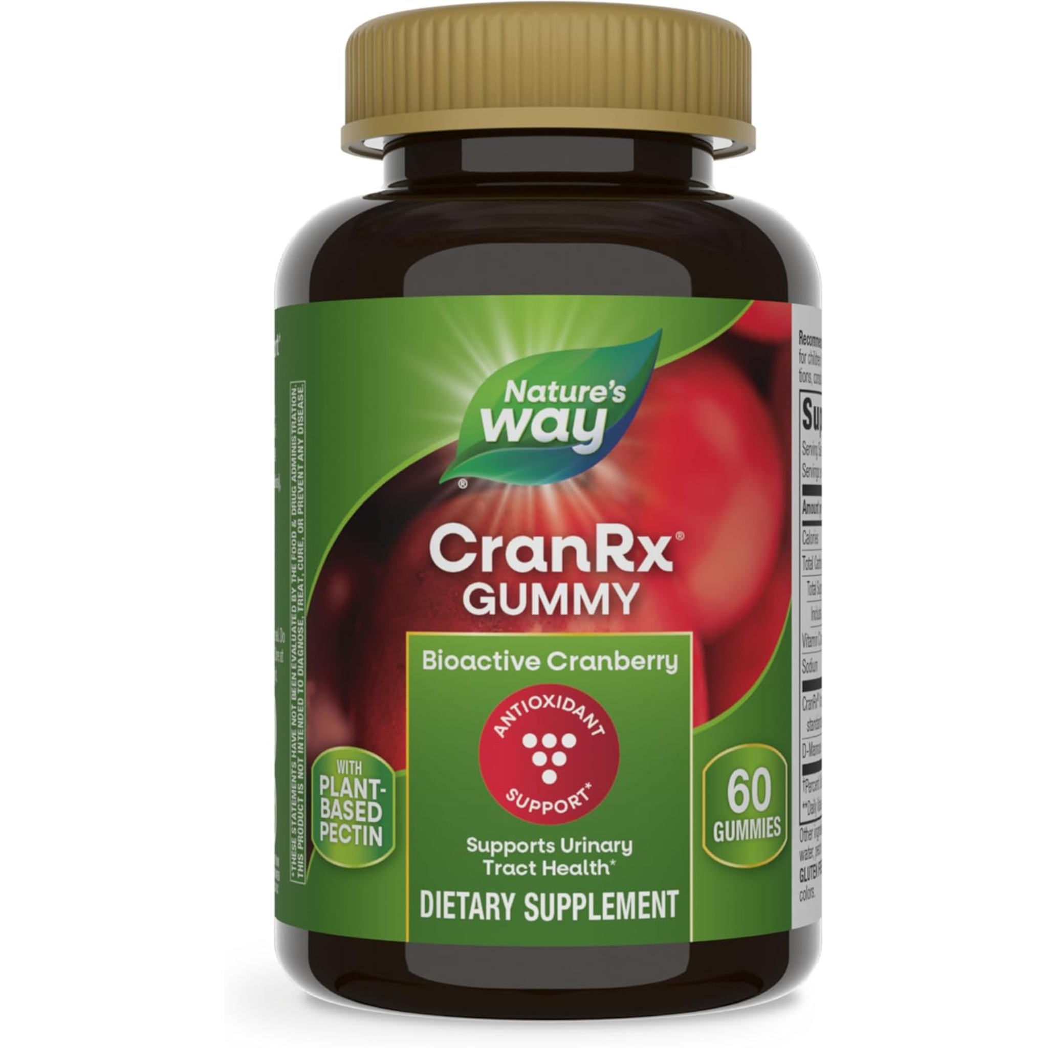Nature's Way, CranRx Cranberry Gummies, Urinary Tract Health Support, Whole Fruit Concentrate with D-Mannose, Vitamin C, Natural Antioxidant Blend, 60 Count