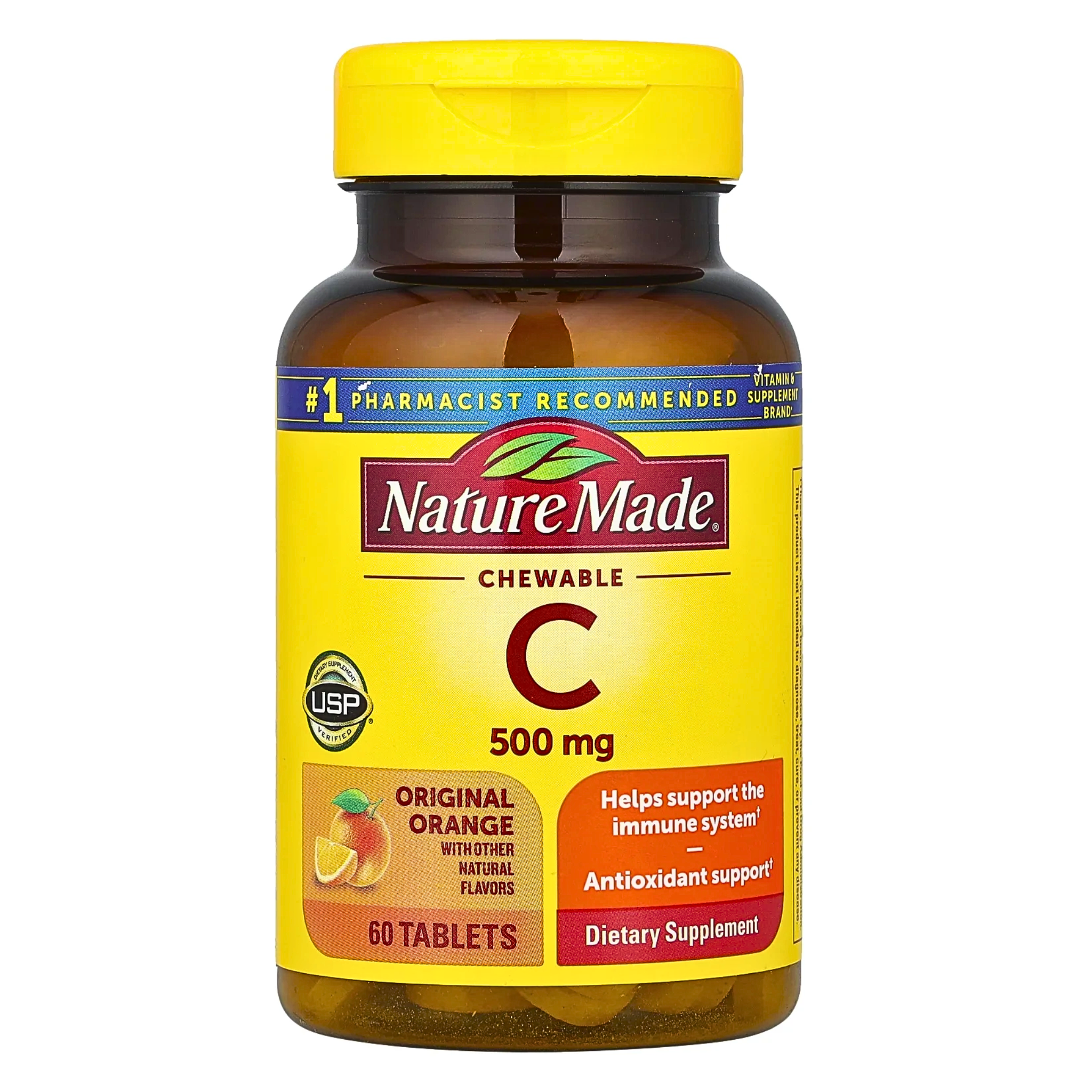 Nature Made, Chewable Vitamin C 500mg, Immune Support Dietary Supplement, 60 Tablets
