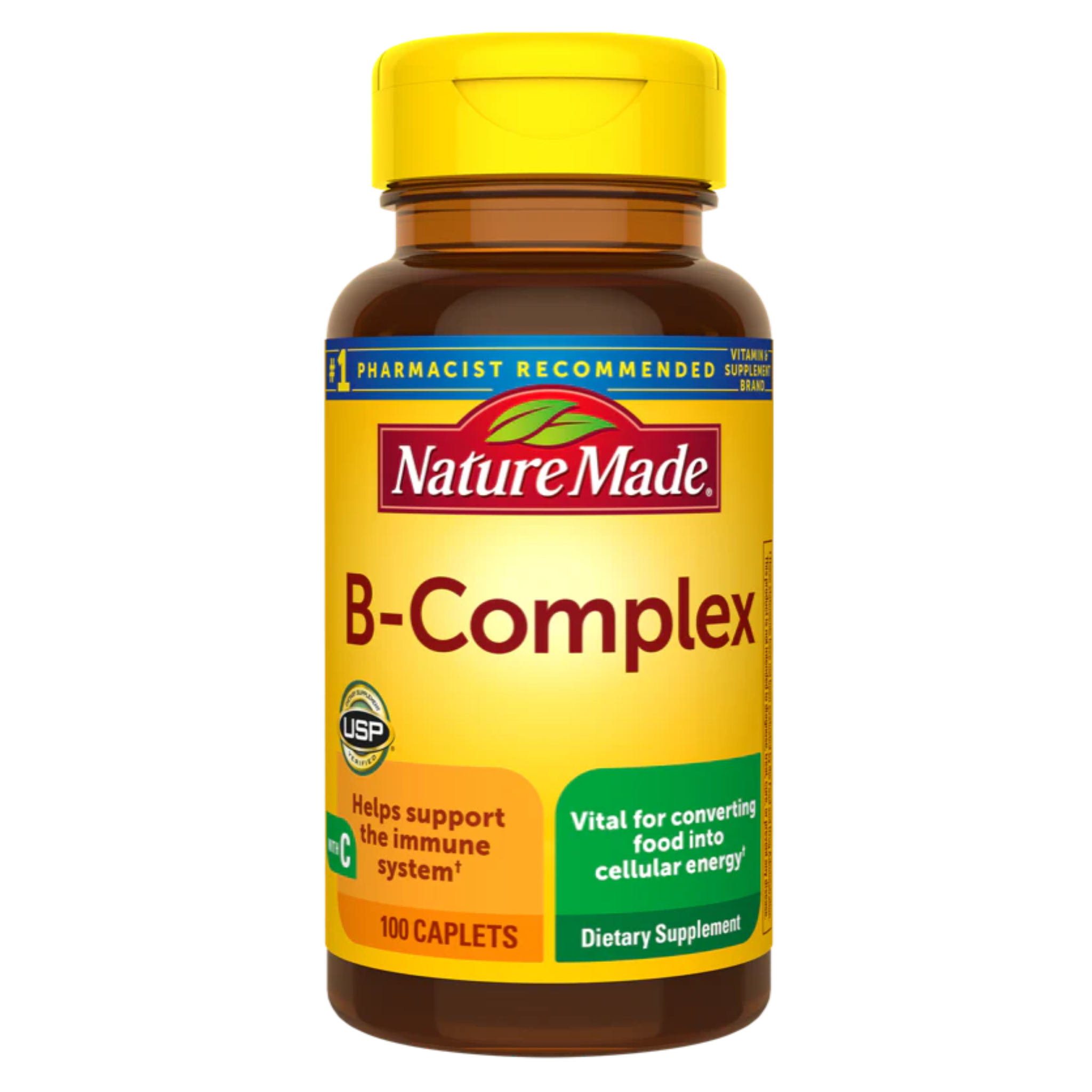 Nature Made, B-Complex with Vitamin C, Supports Energy & Immune Health, 100 Caplets