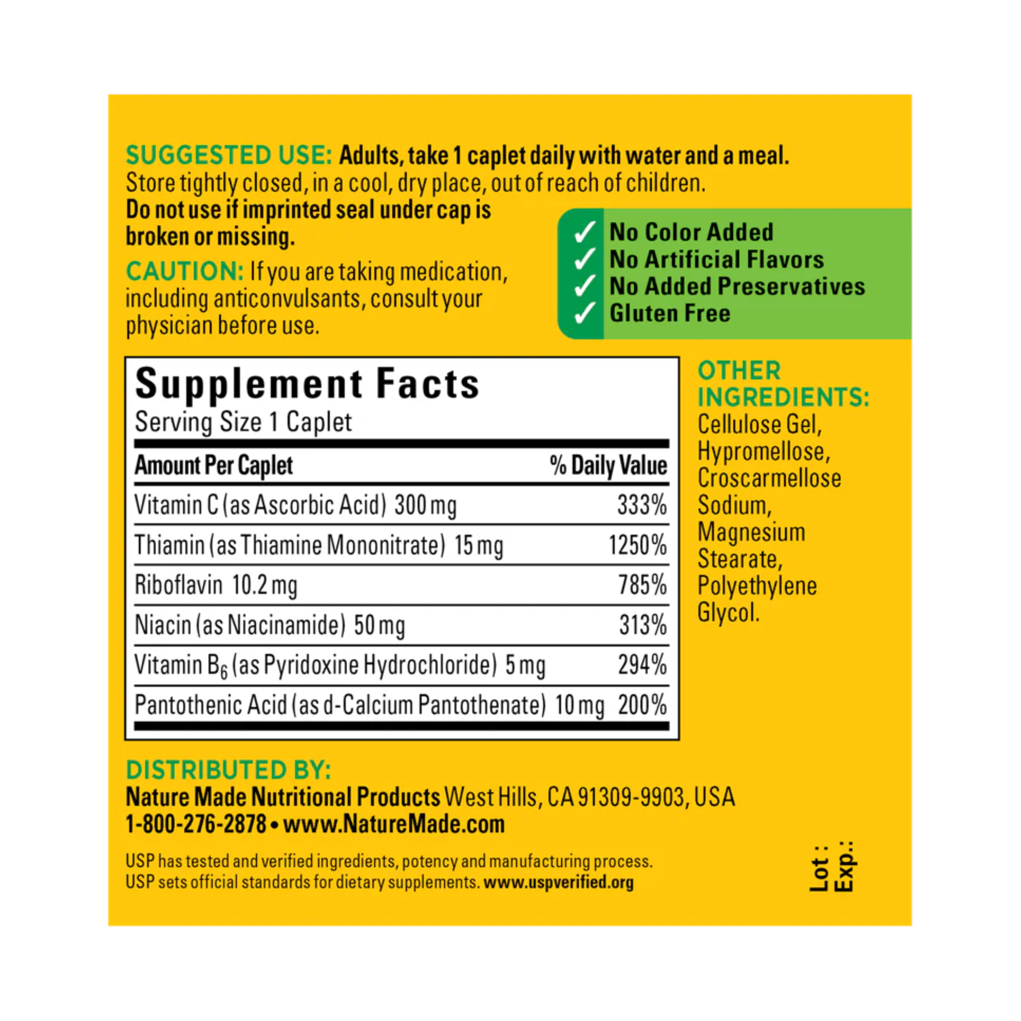 Nature Made, B-Complex with Vitamin C, Supports Energy & Immune Health, 100 Caplets