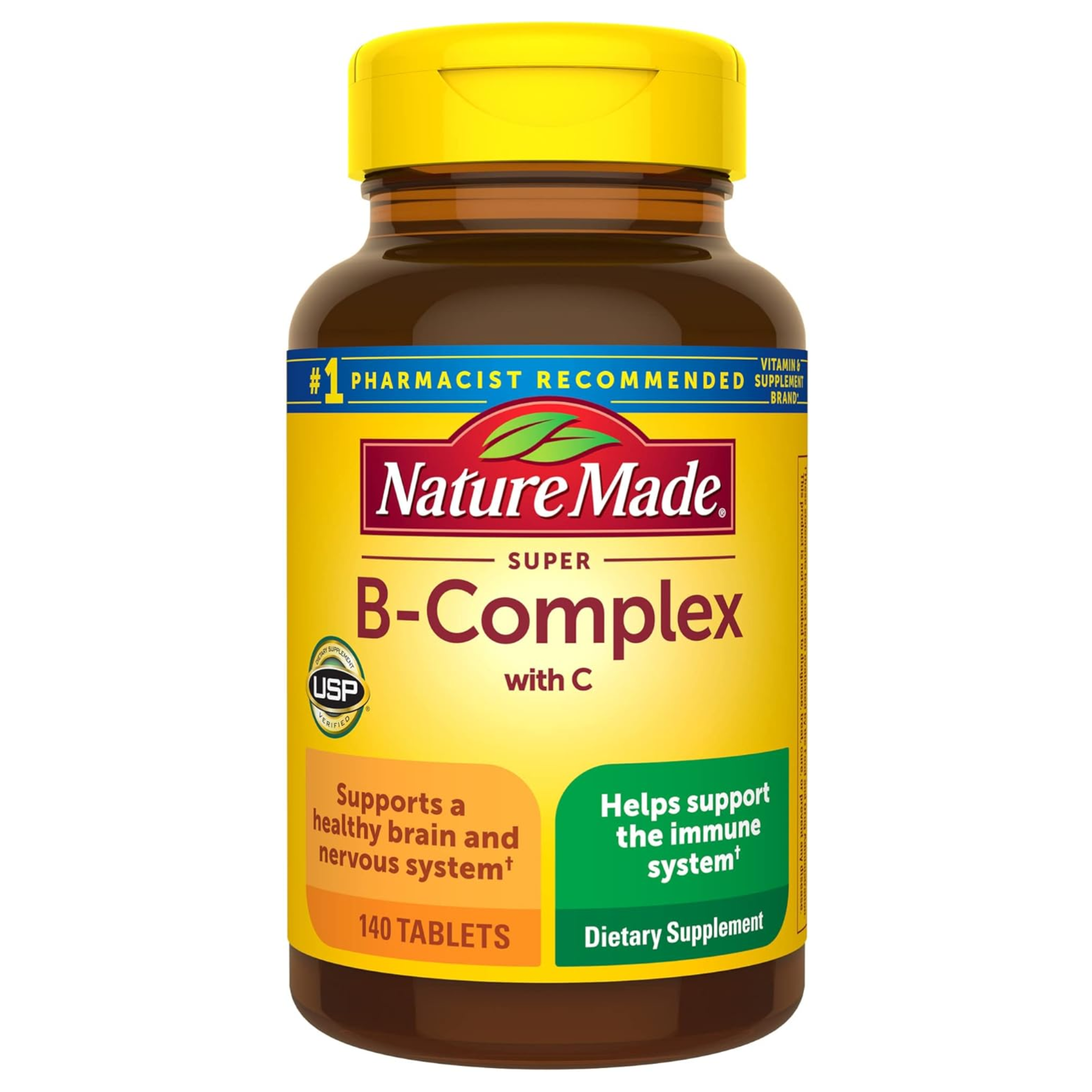 Nature Made, Super B Complex with Vitamin C & Folic Acid, Immune Support & Energy Metabolism, 140 Tablets, 140-Day Supply