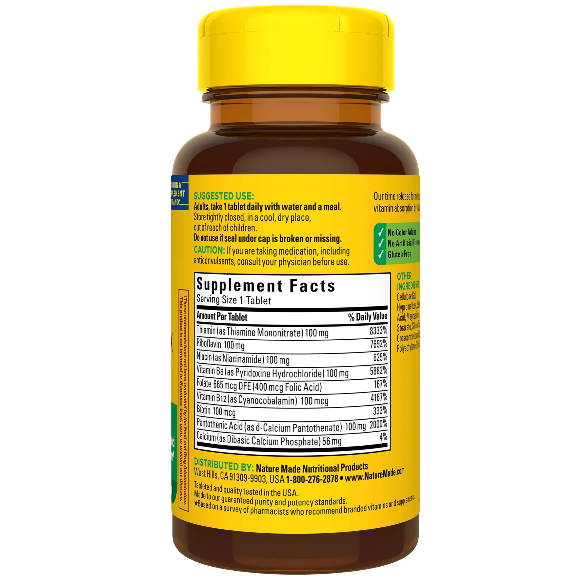 Nature Made, B-100 B Complex, Time Release, Supports Energy Metabolism & Nervous System, 60 Tablets