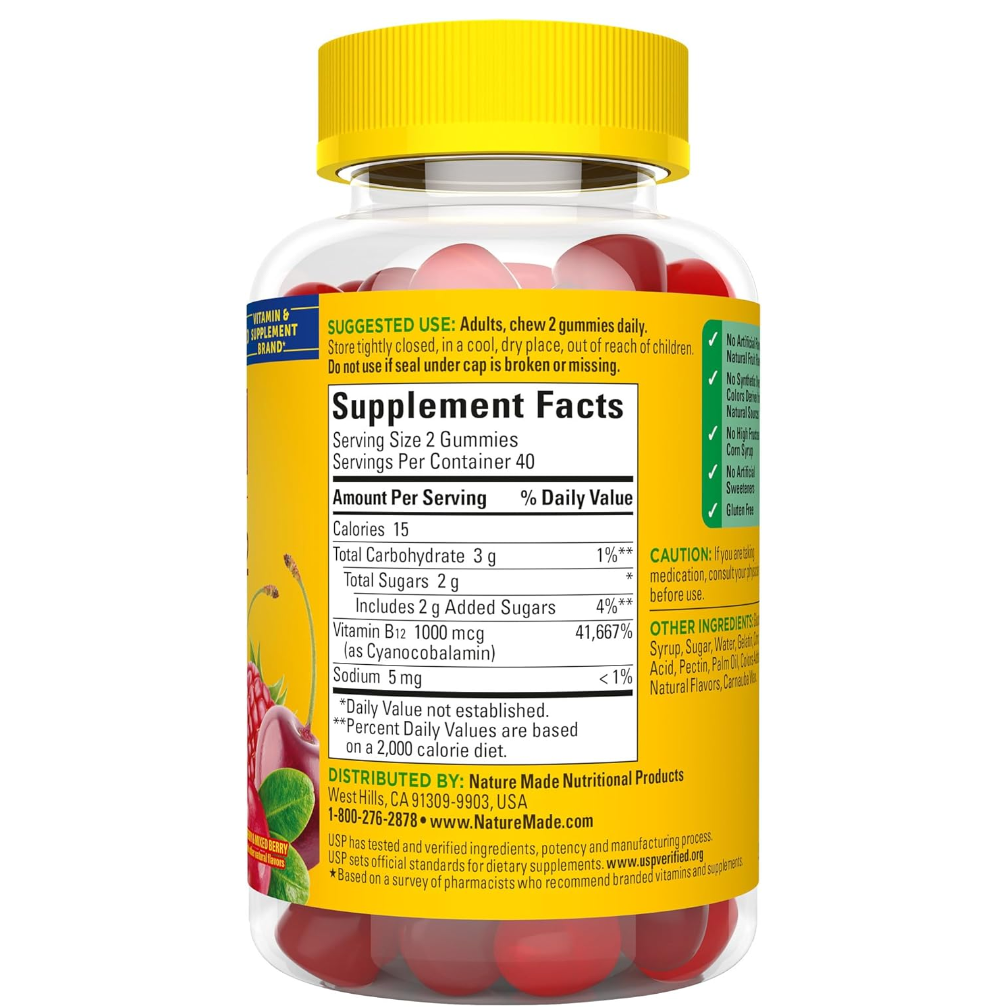 Nature Made, Energy B12 Gummies, Supports Energy Metabolism, Cherry & Wild Berries Flavor, 1000 mcg, 80 Count