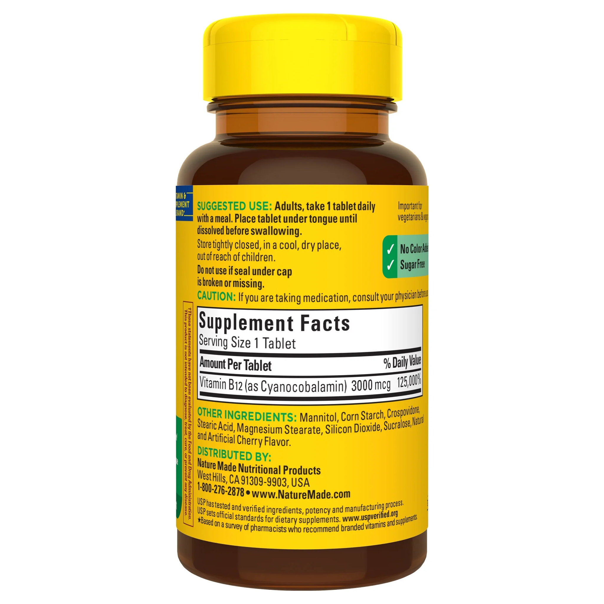 Nature Made, Vitamin B12 Sublingual, 3000 mcg, Sugar-Free Fast Dissolve Tablets, 40 Count