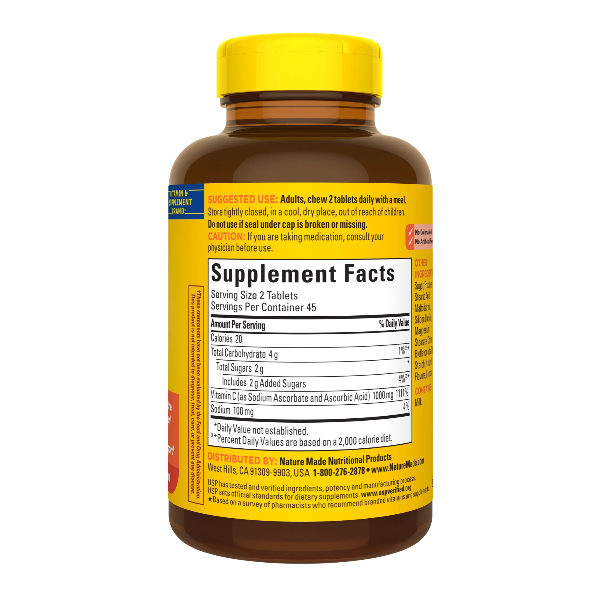 Nature Made, Extra Strength Chewable Vitamin C, 1000mg Per Serving, Immune Support Tablets, 90 Ct