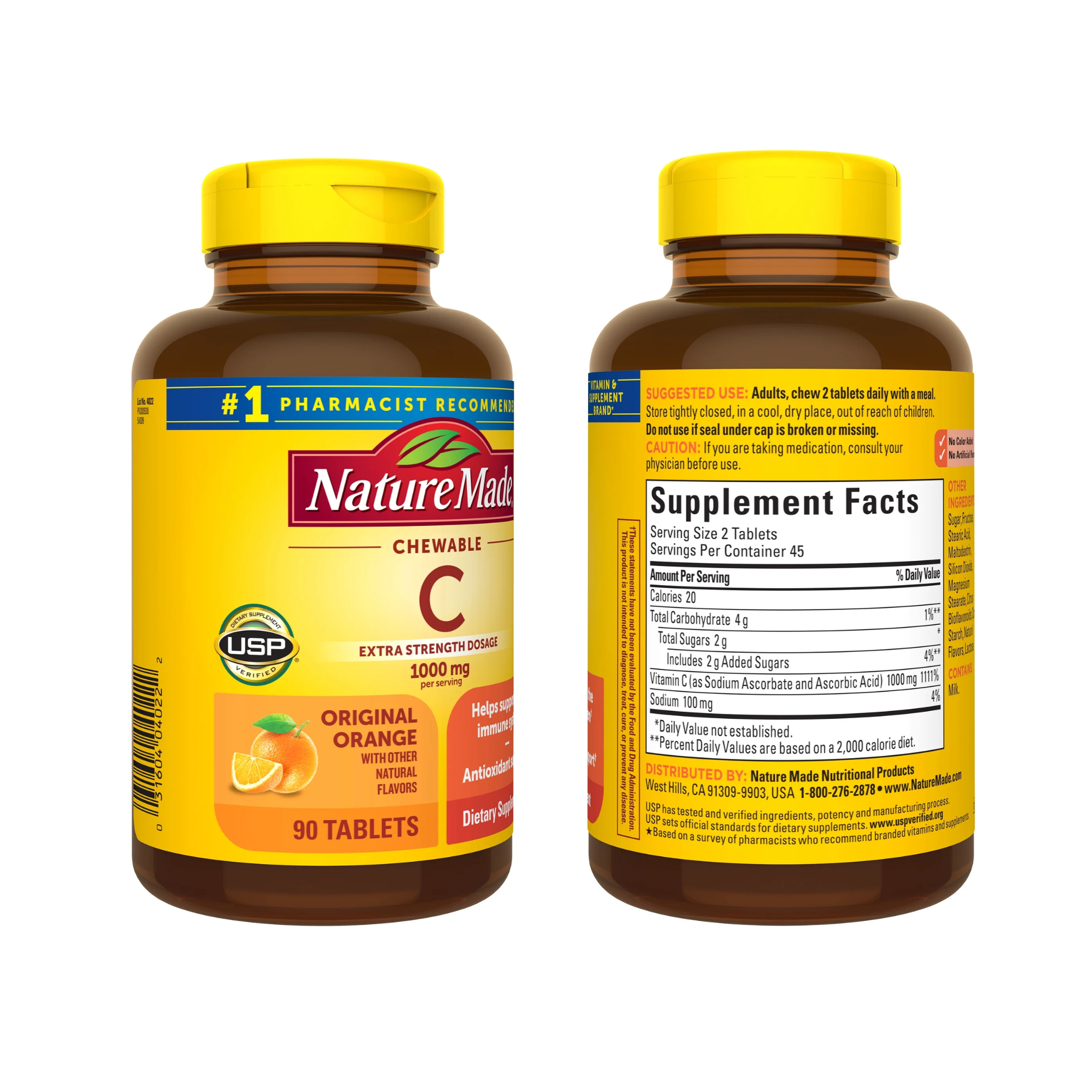 Nature Made, Extra Strength Chewable Vitamin C, 1000mg Per Serving, Immune Support Tablets, 90 Ct