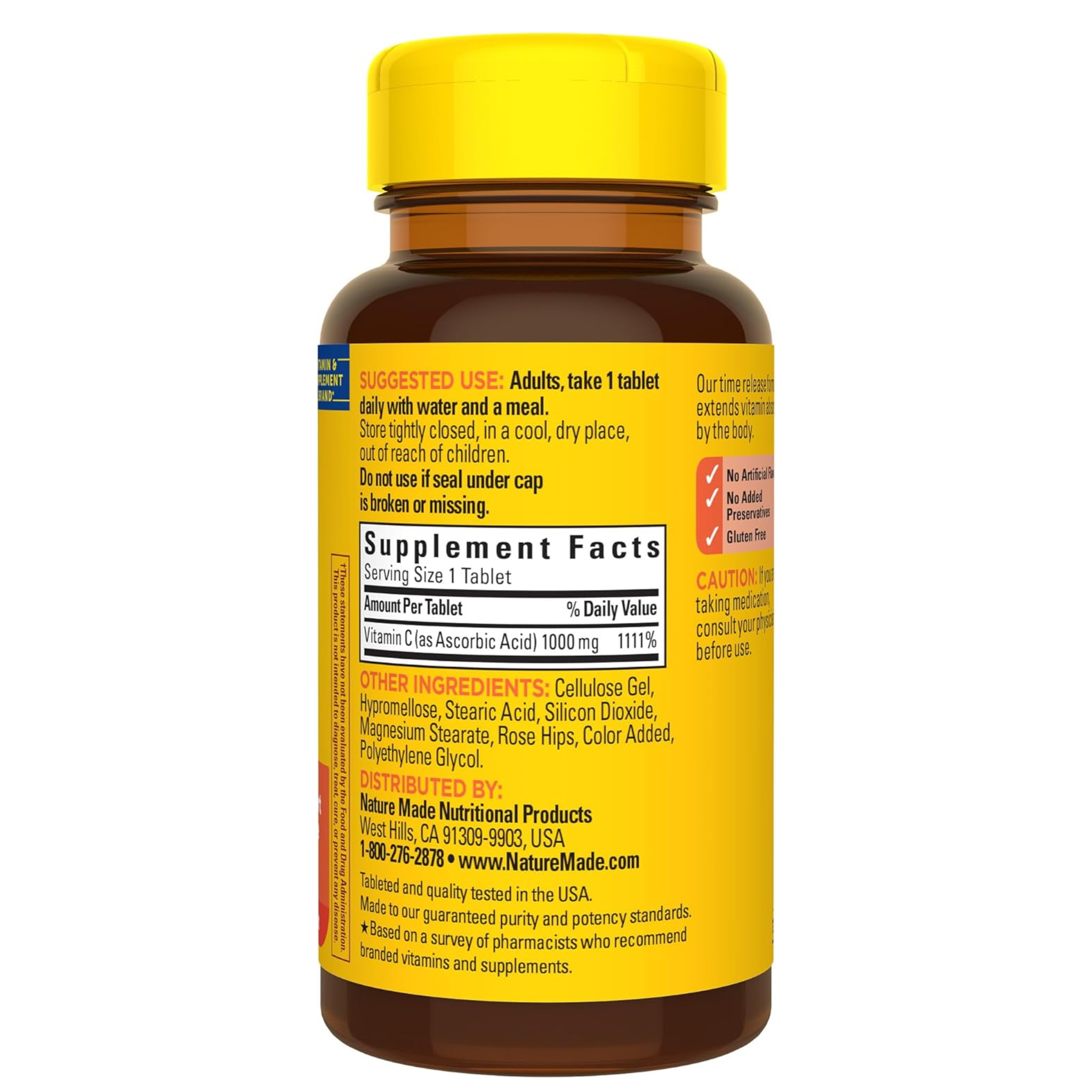 Nature Made, Vitamin C 1000mg with Rose Hips, Timed Release Tablets, Immune Support Supplement, 60 Ct