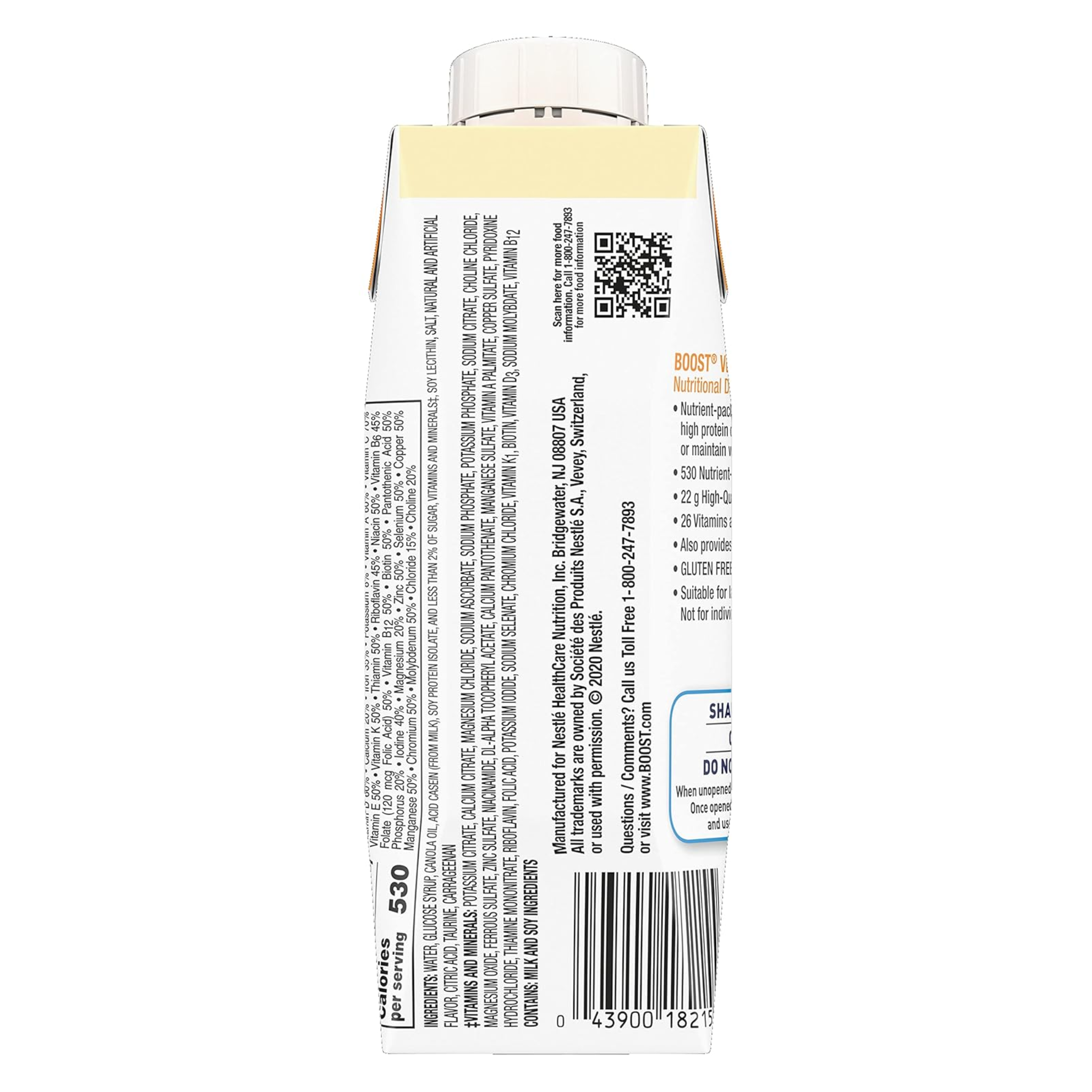 BOOST, Very High-Calorie Nutritional Drink, 530 Calories & 22g Protein, Vanilla Flavor, 8 fl oz, 24 Pack