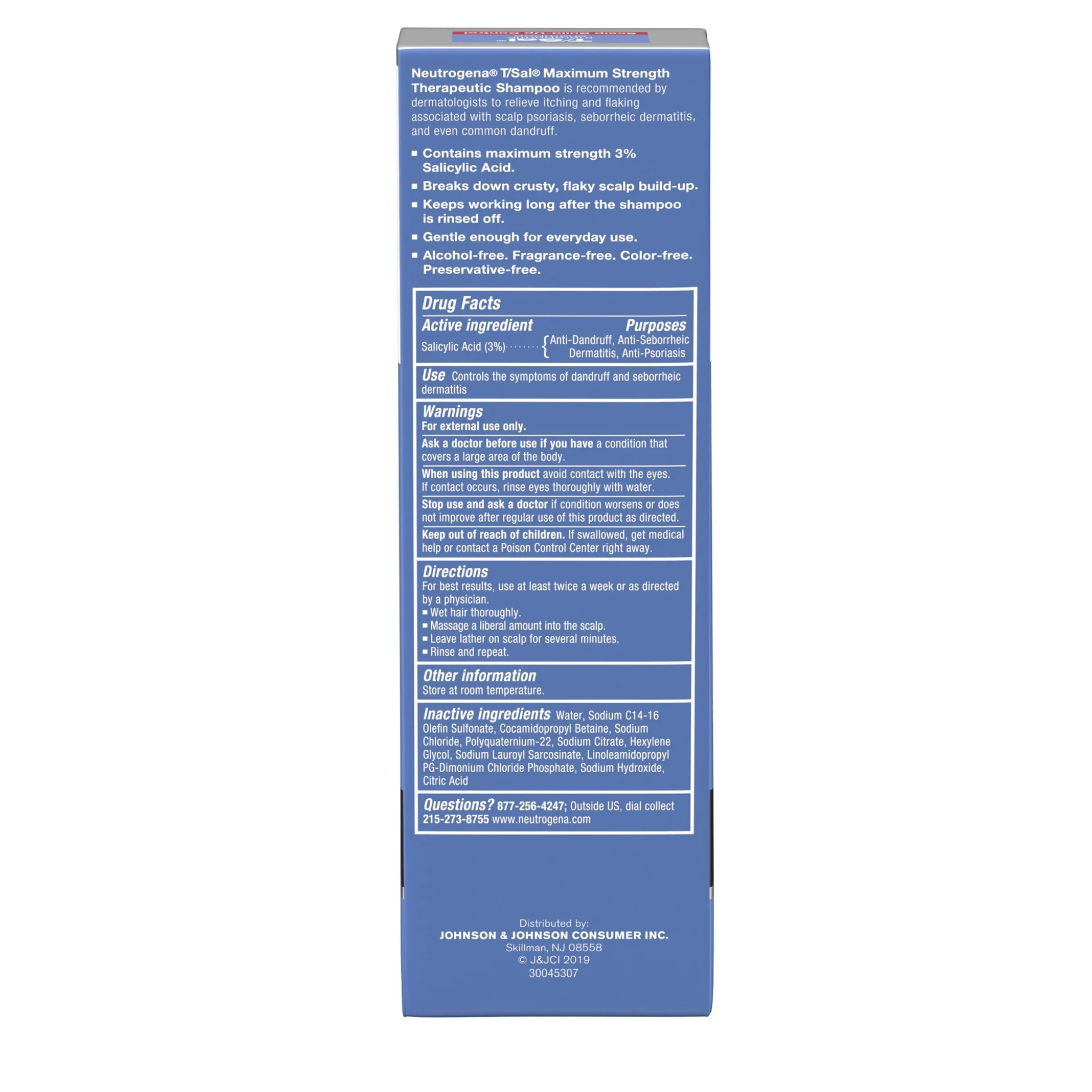 Neutrogena, T/Sal Therapeutic Shampoo, 3% Salicylic Acid Formula for Scalp Care, 4.5 fl. oz - Pharmaful