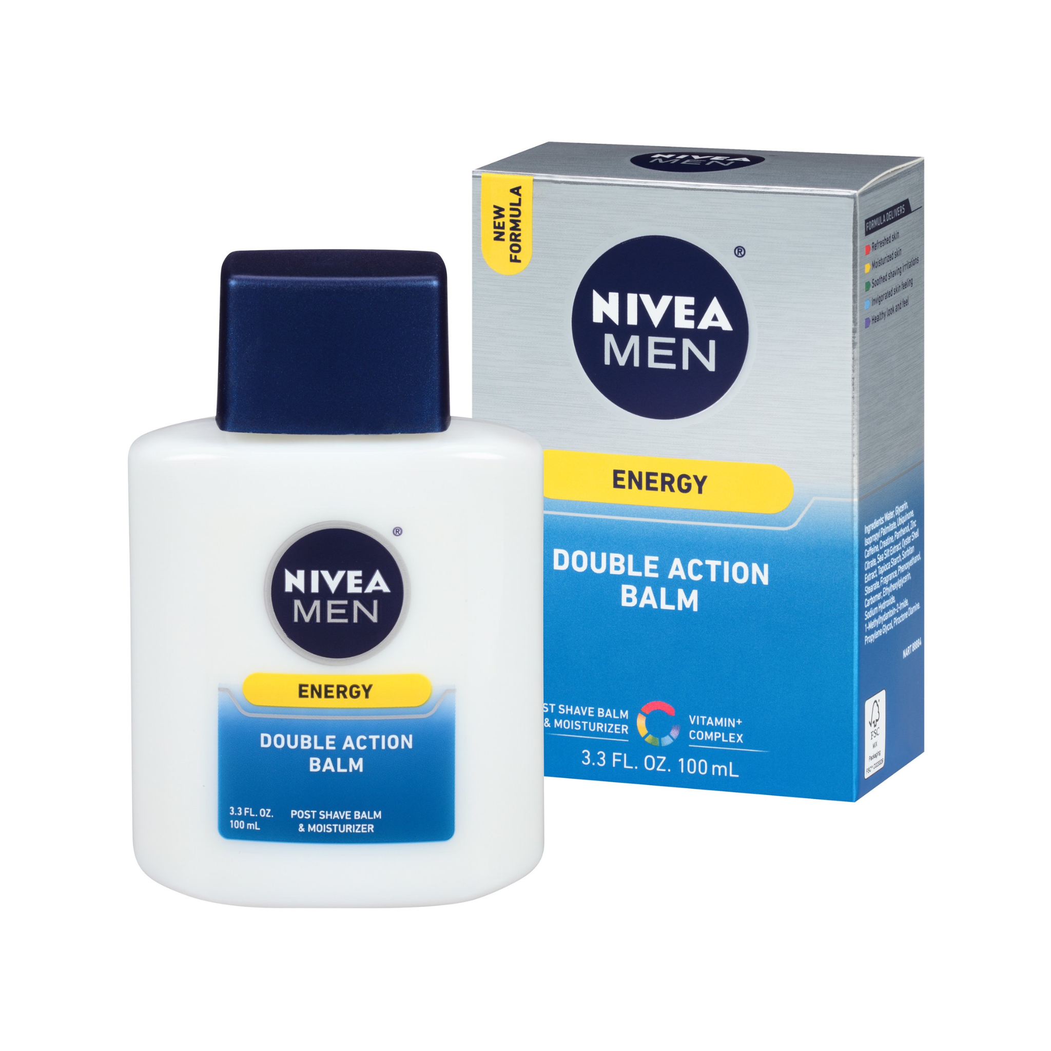 NIVEA MEN, Energy Double Action Balm, Energizing Post-Shave and Moisturizing Care, 3.3 fl oz