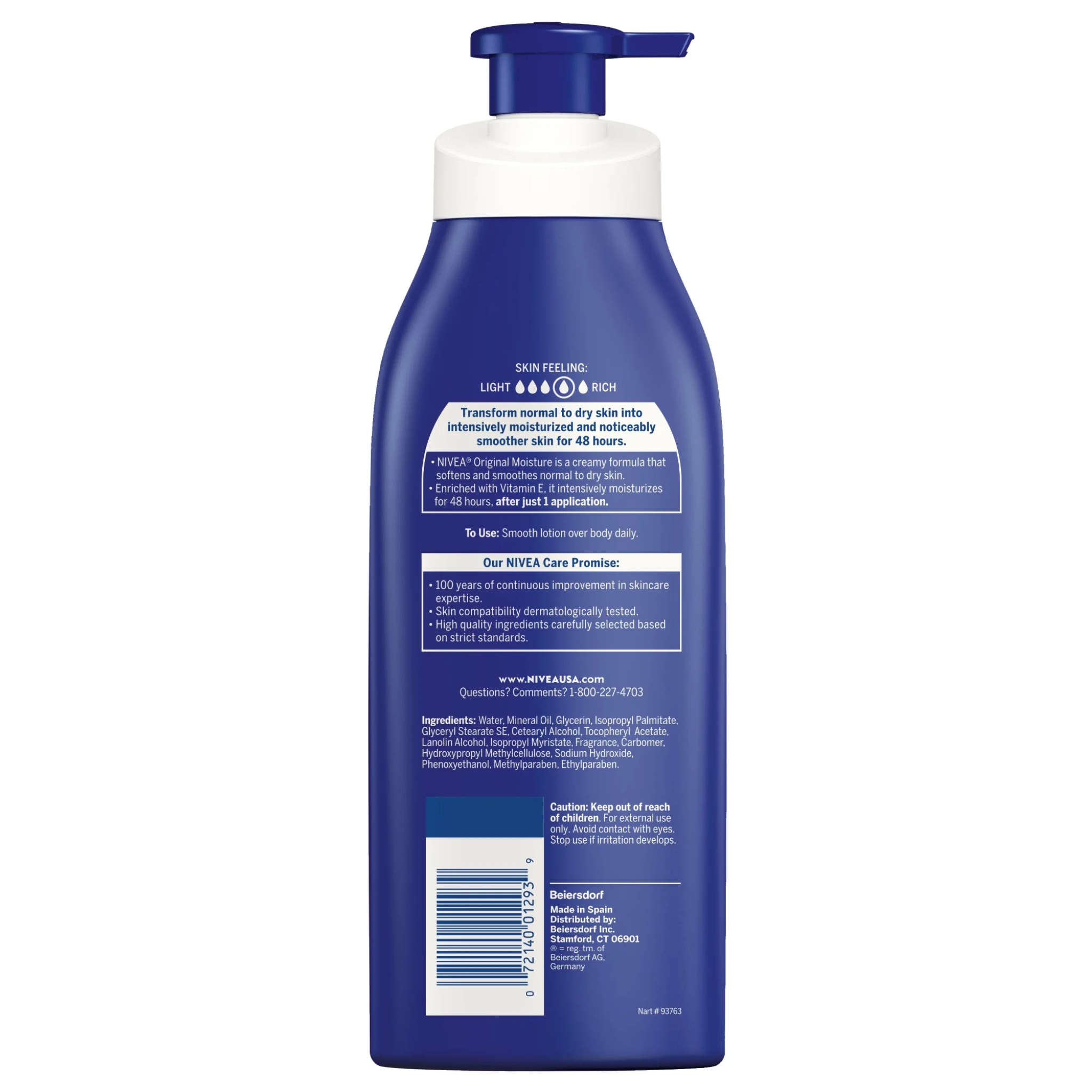 NIVEA, Original Moisture Body Lotion, with Vitamin E for Deep Hydration, 16.9 fl oz Pump Bottle - Pharmaful