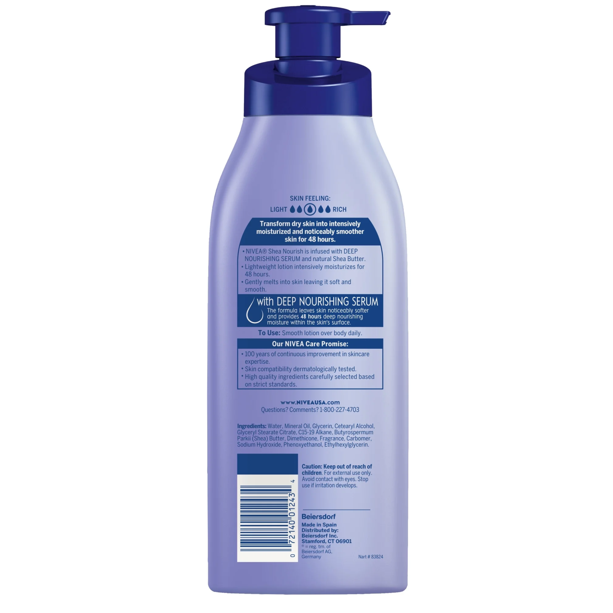 NIVEA, Shea Nourish Body Lotion, with Shea Butter for Dry Skin, 16.9 fl oz Pump Bottle - Pharmaful
