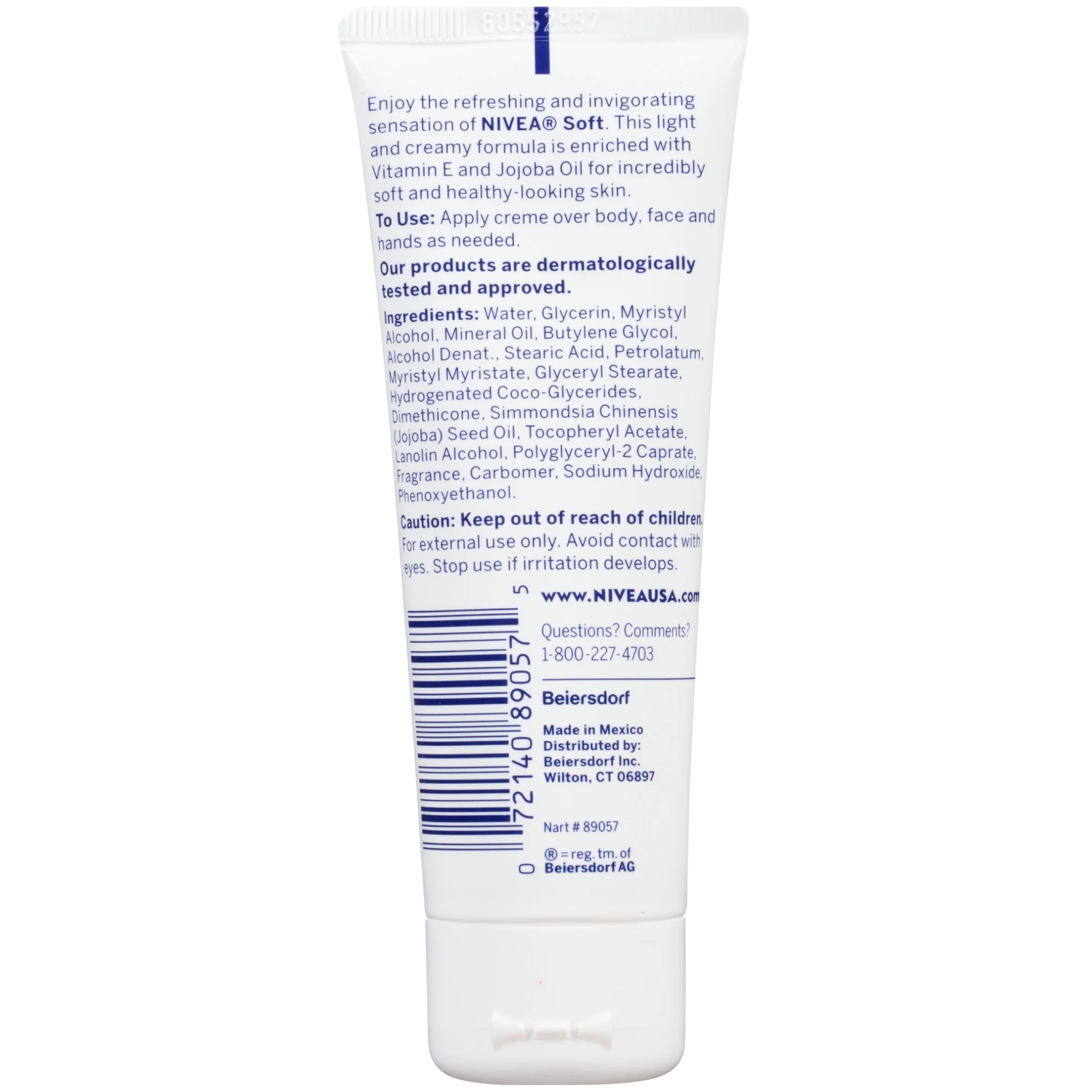NIVEA, Soft Moisturizing Cream, for Face, Body & Hands, 2.6 oz Tube - Pharmaful