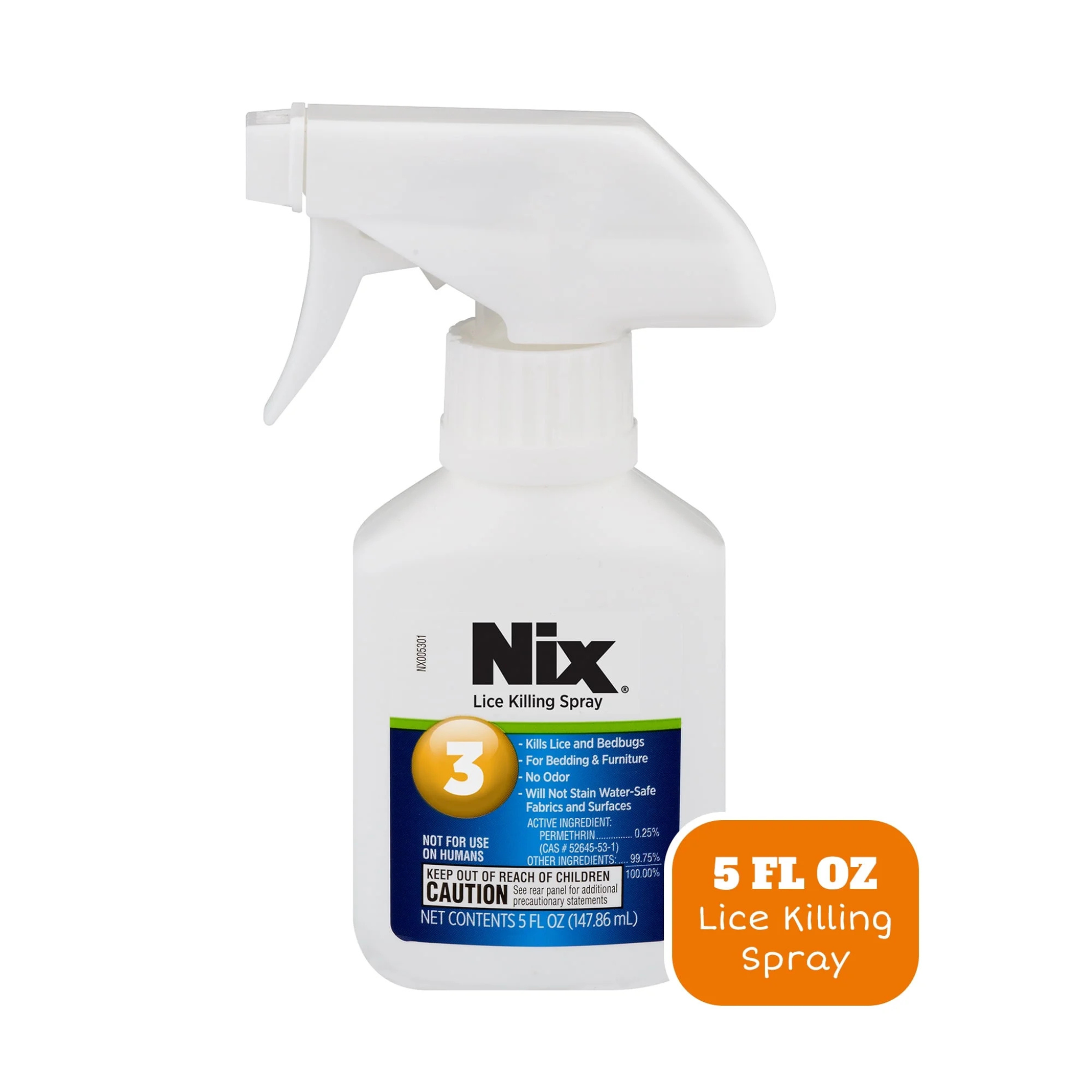 Nix Lice & Bed Bug Control Spray for Home, Bedding & Furniture, 5 Oz