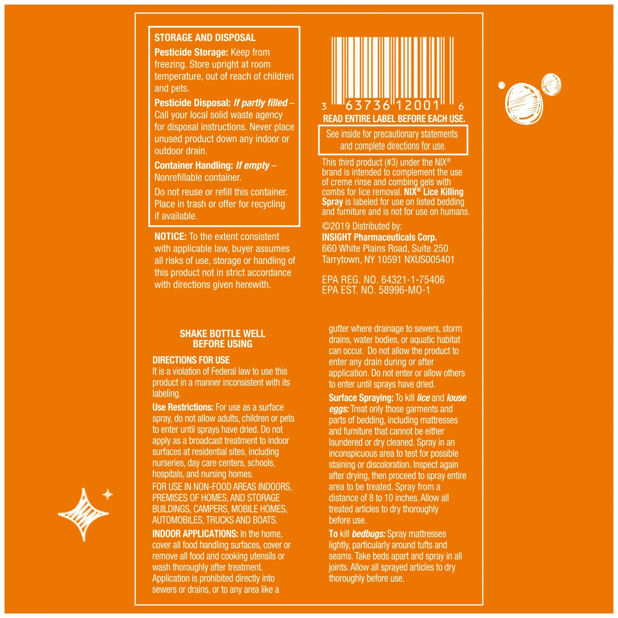 Nix Lice & Bed Bug Control Spray for Home, Bedding & Furniture, 5 Oz