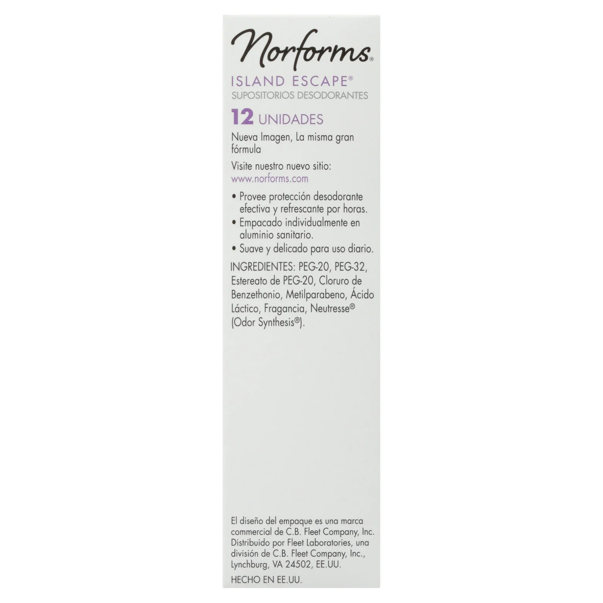Norforms Feminine Deodorant Suppositories, Island Escape, 12 Ct - Pharmaful