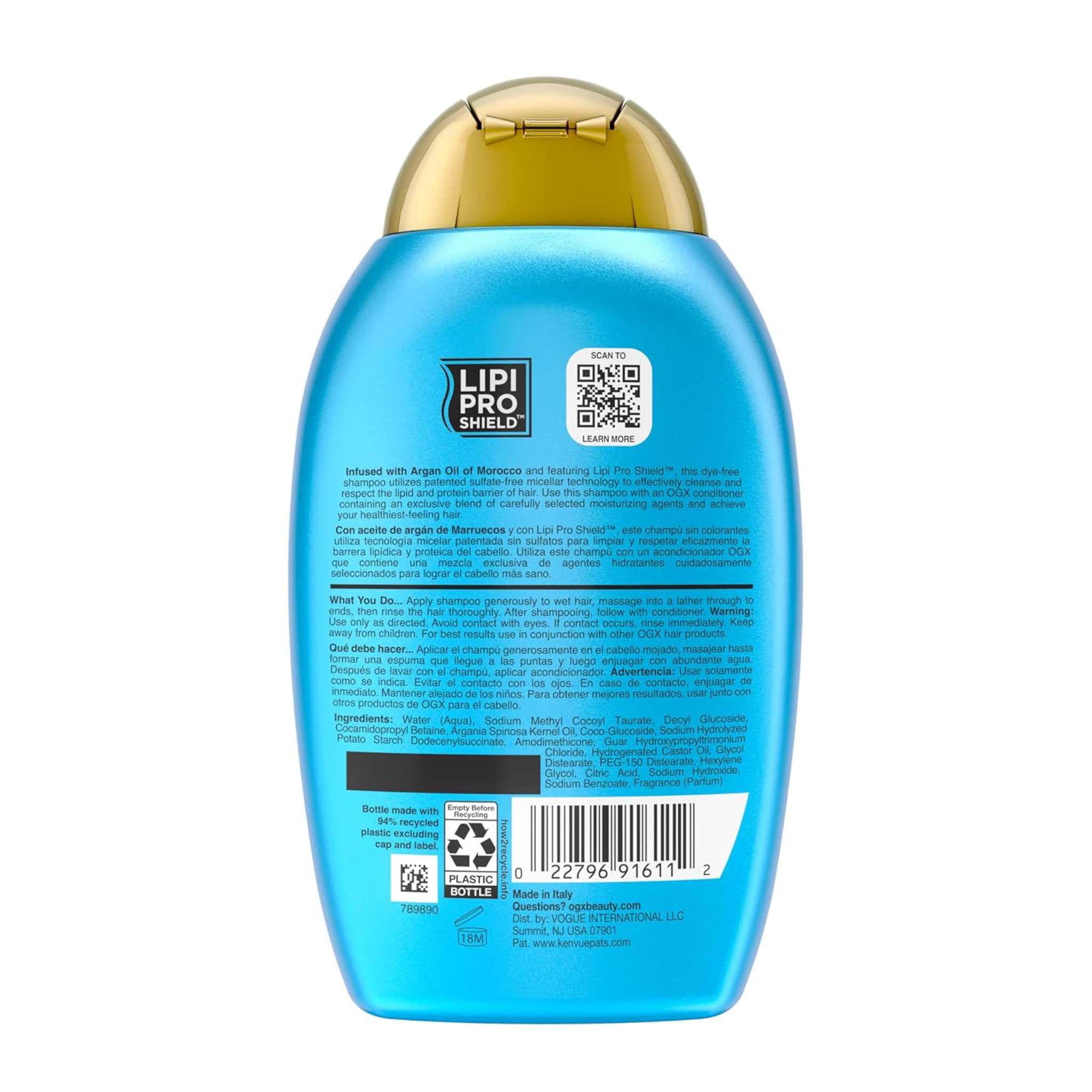 OGX, Renewing Argan Oil of Morocco Shampoo, Hydrating & Moisturizing Formula for Dry, Damaged Hair, Paraben & Sulfate-Free Surfactants, 13 fl oz - Pharmaful